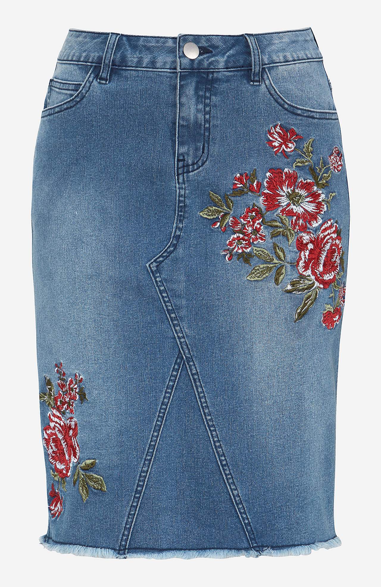 Denim rok met borduurwerken