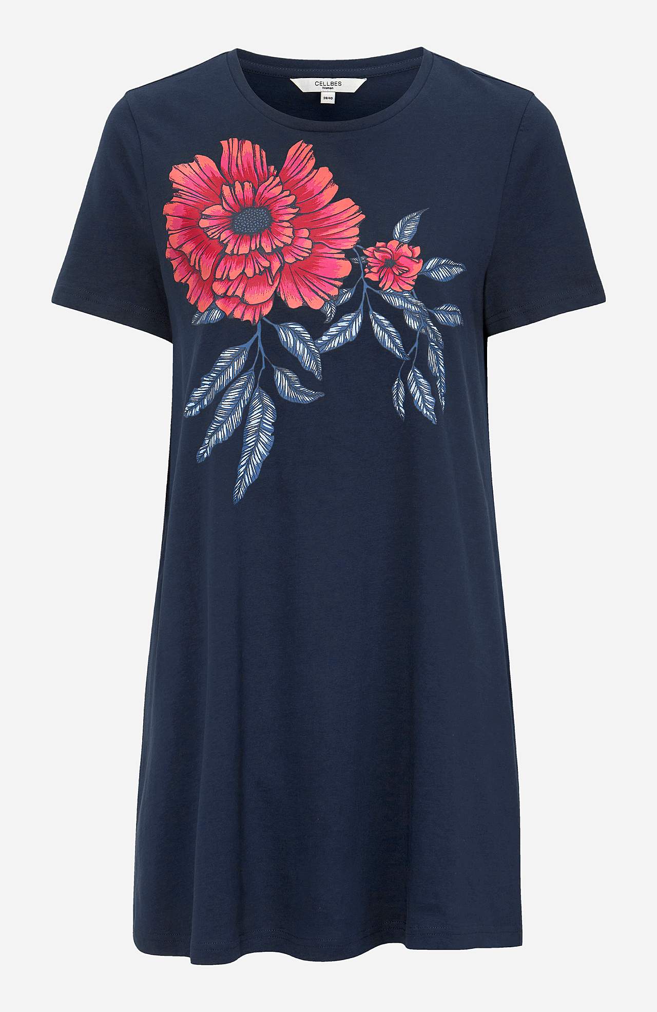 Jersey tuniek met korte mouwen met print