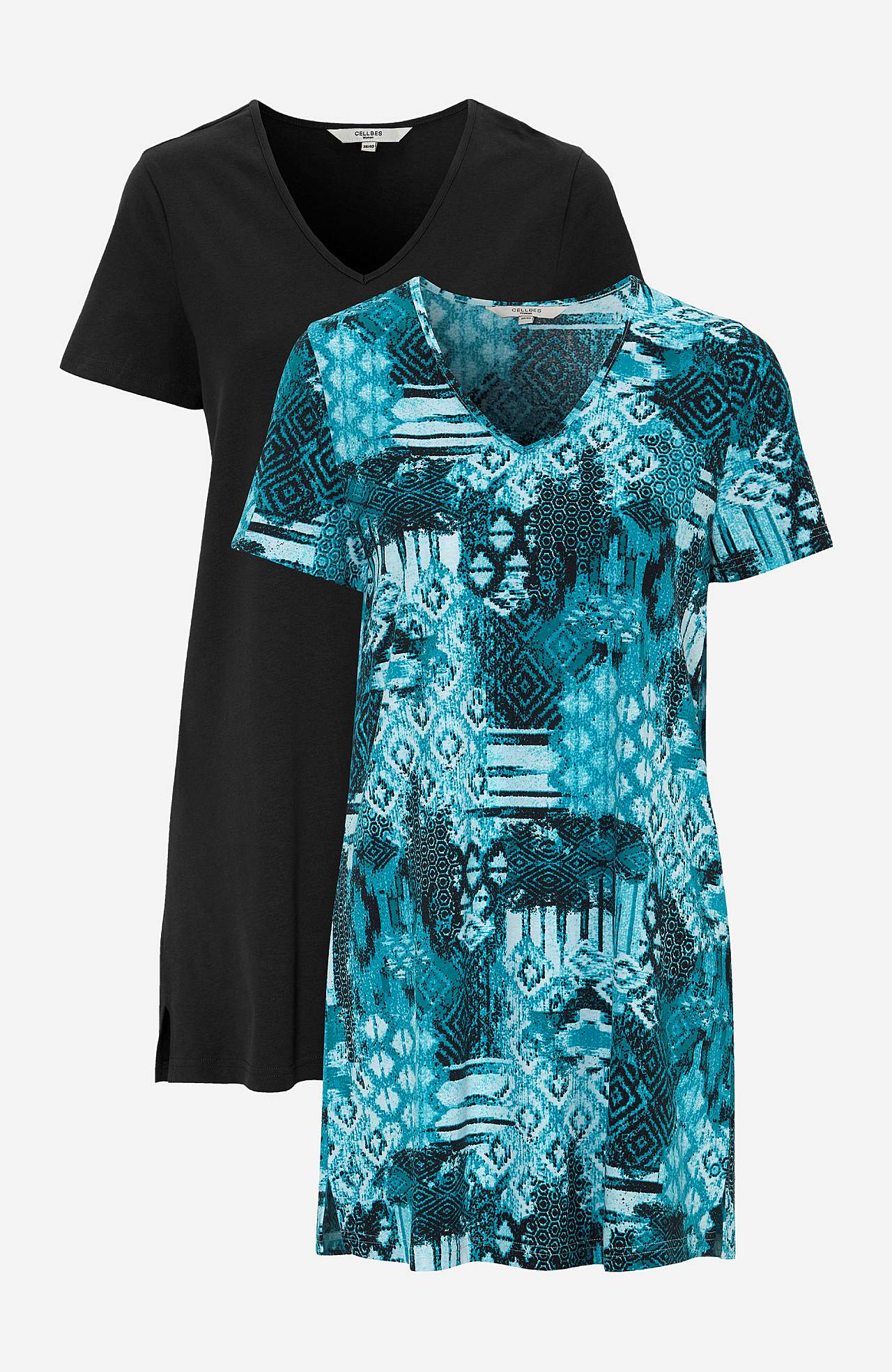 Jersey tuniek met korte mouwen Set van 2
