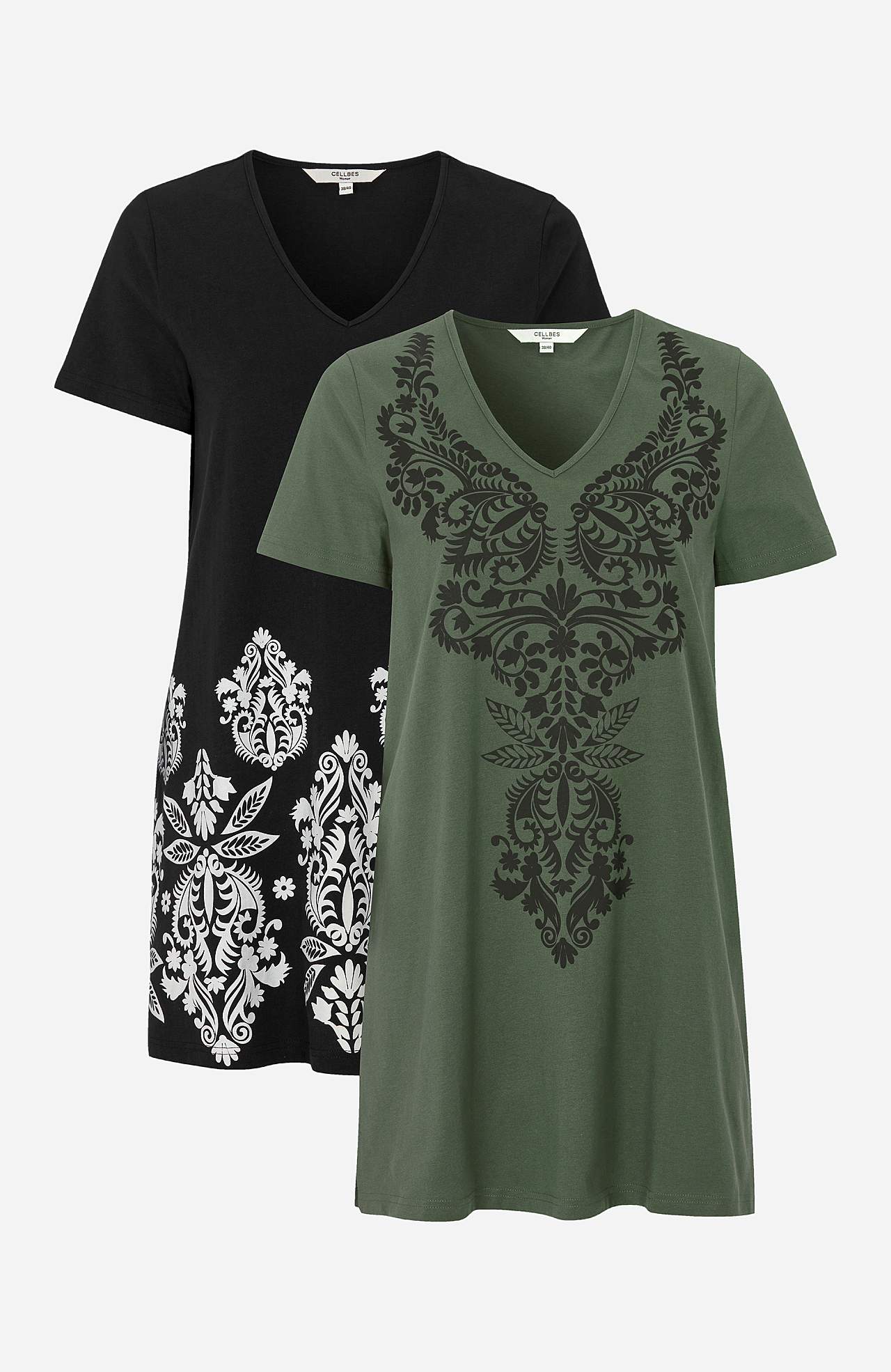 Jersey tuniek met korte mouwen Set van 2