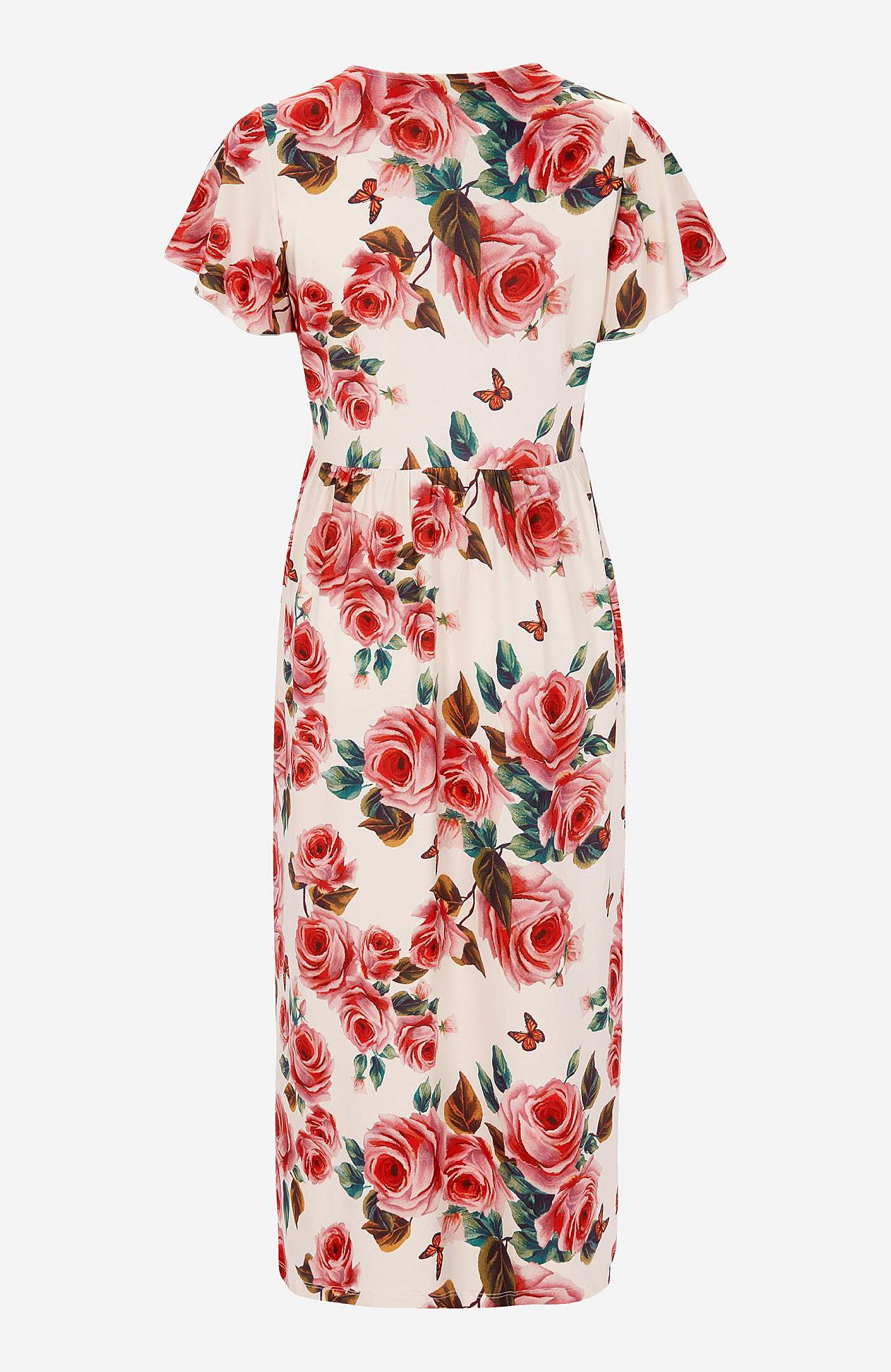 Patroonvormige maxi jurk met snijnaad aan de taille