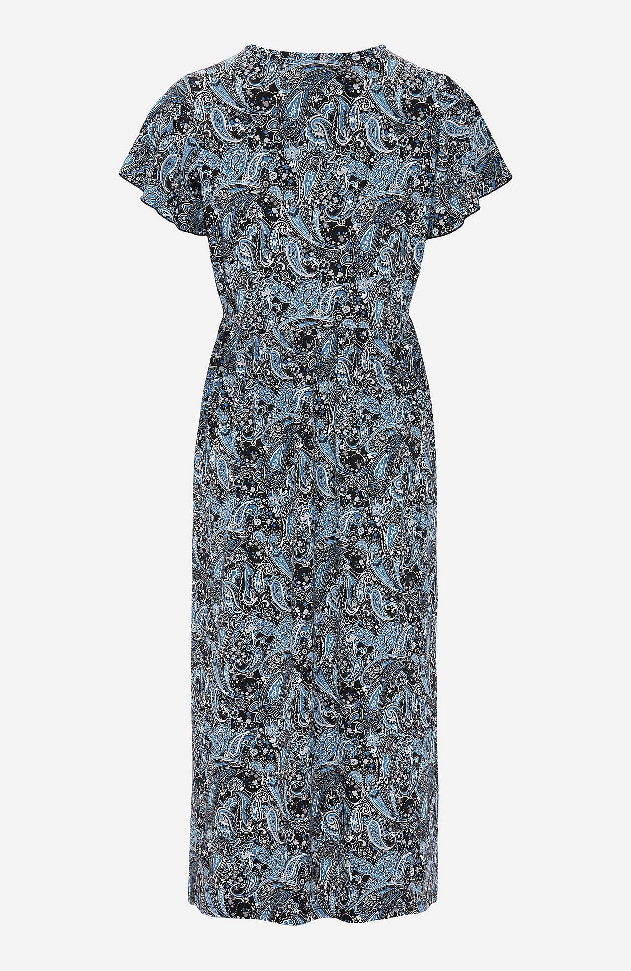 Patroonvormige maxi jurk met snijnaad aan de taille