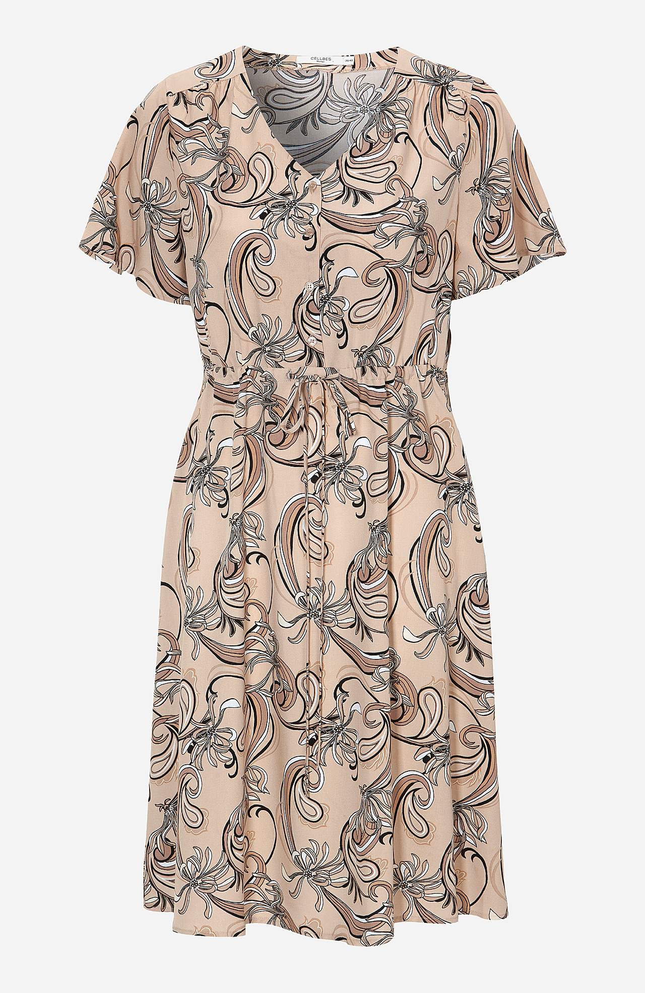Patroonvormige viscose jurk met korte mouwen Jennifer