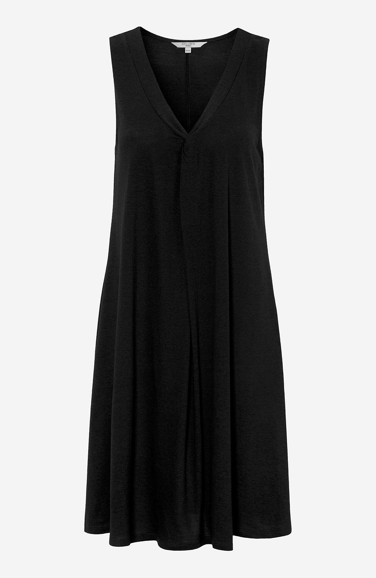 Mouwloze jerseyjurk met een v-hals