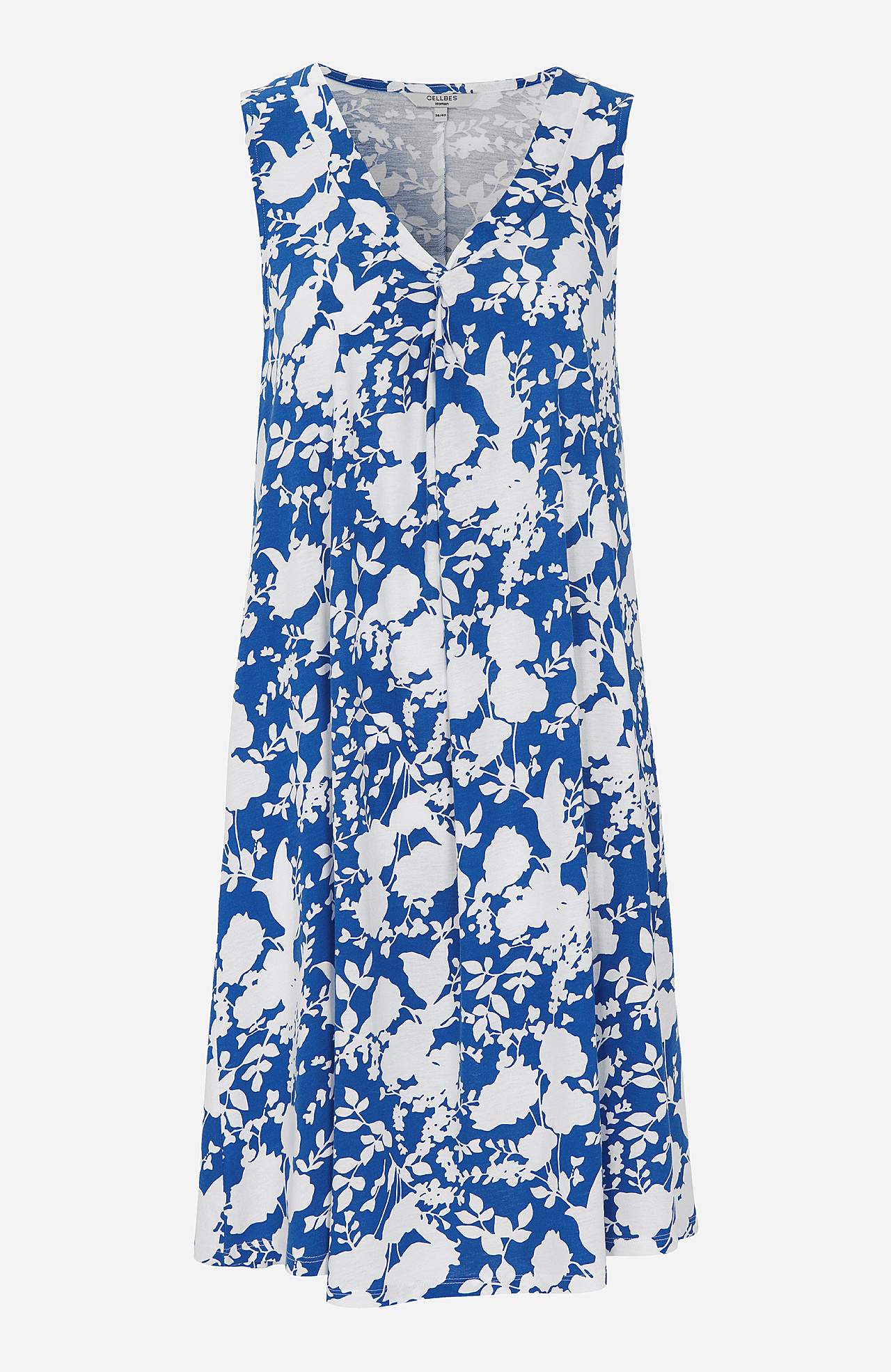 Mouwloze jerseyjurk met een v-hals