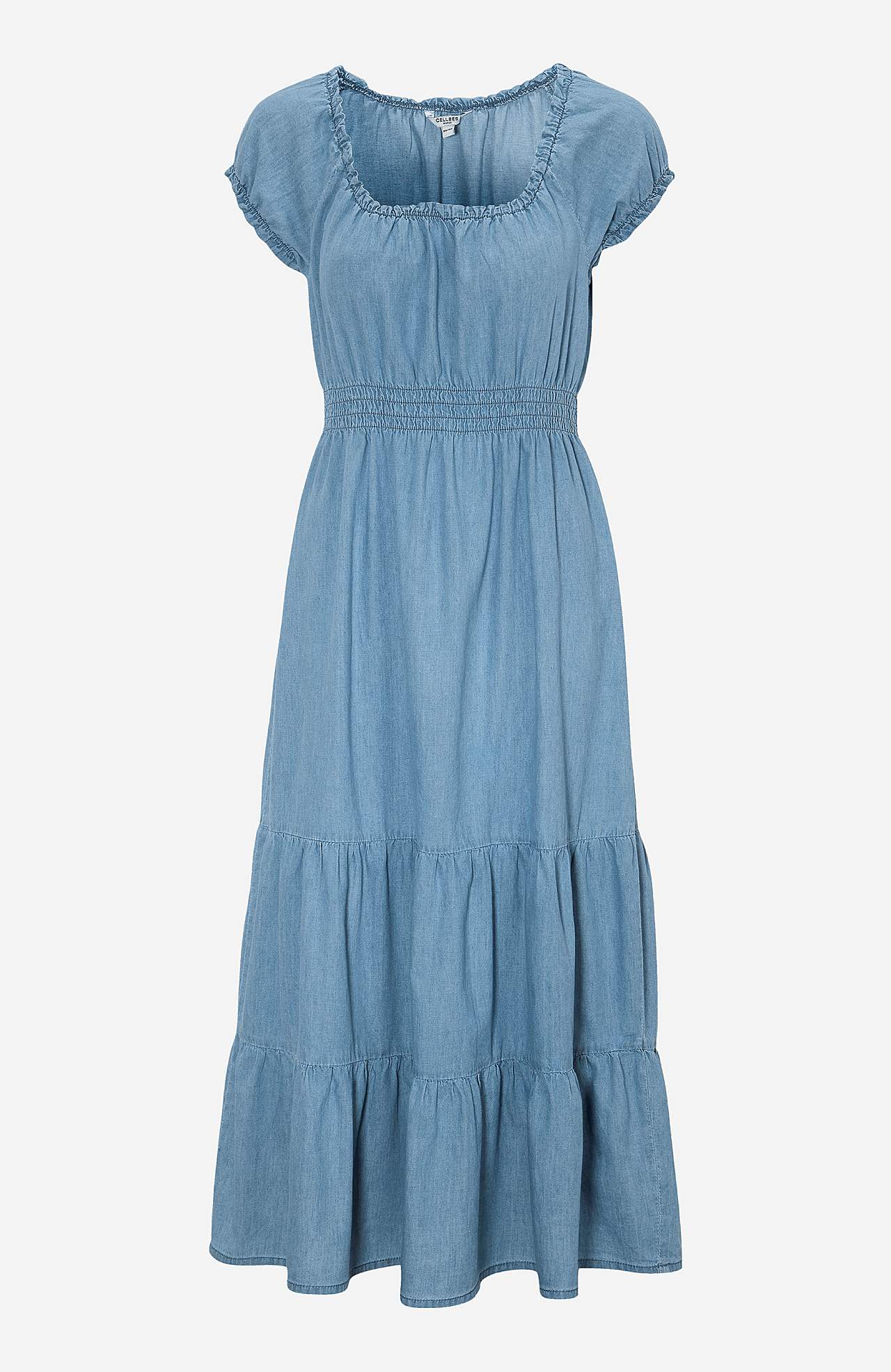 Denim jurk met volanten