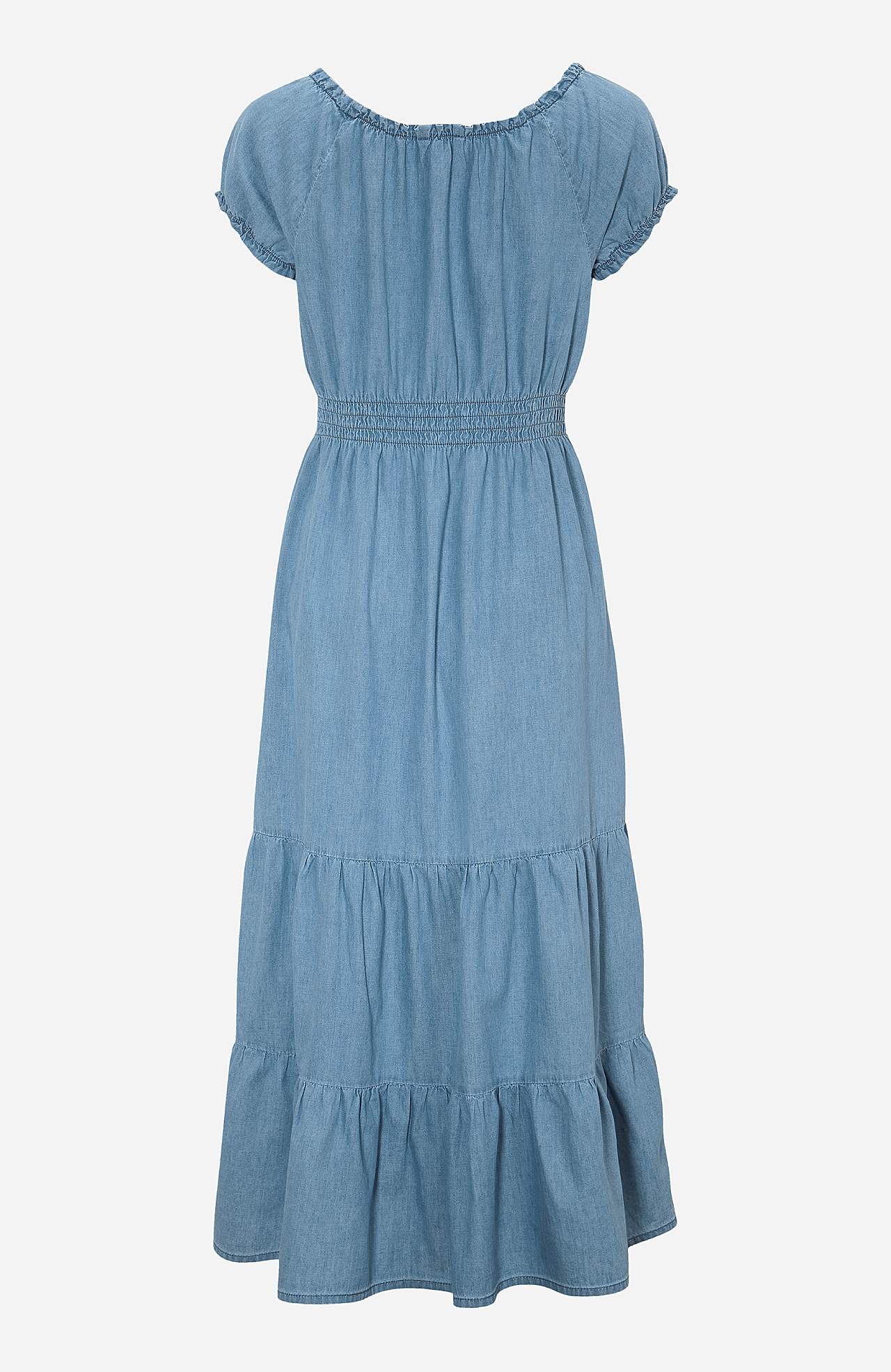 Denim jurk met volanten