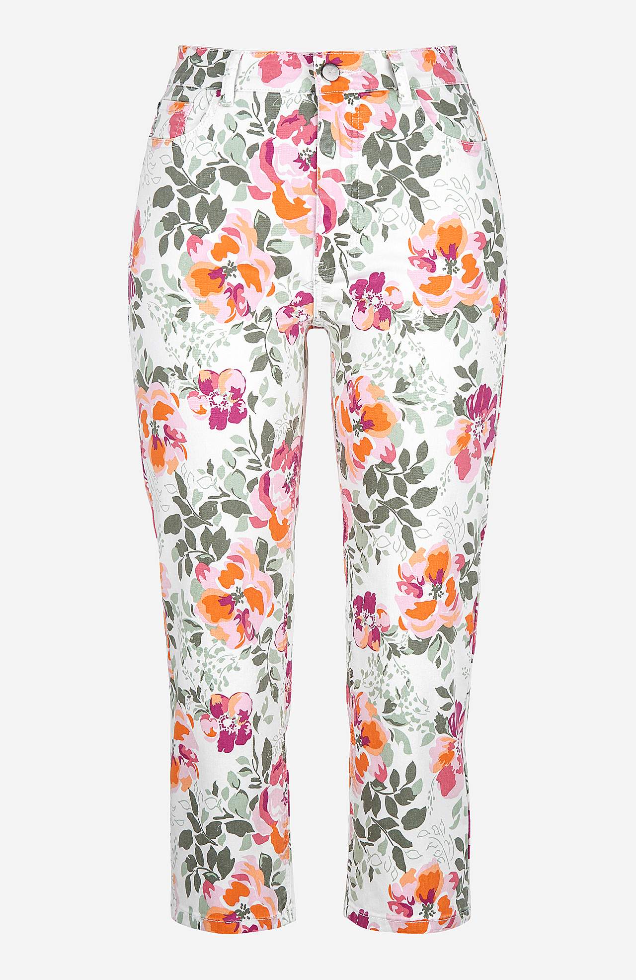 Capribroek met een bloemenpatroon