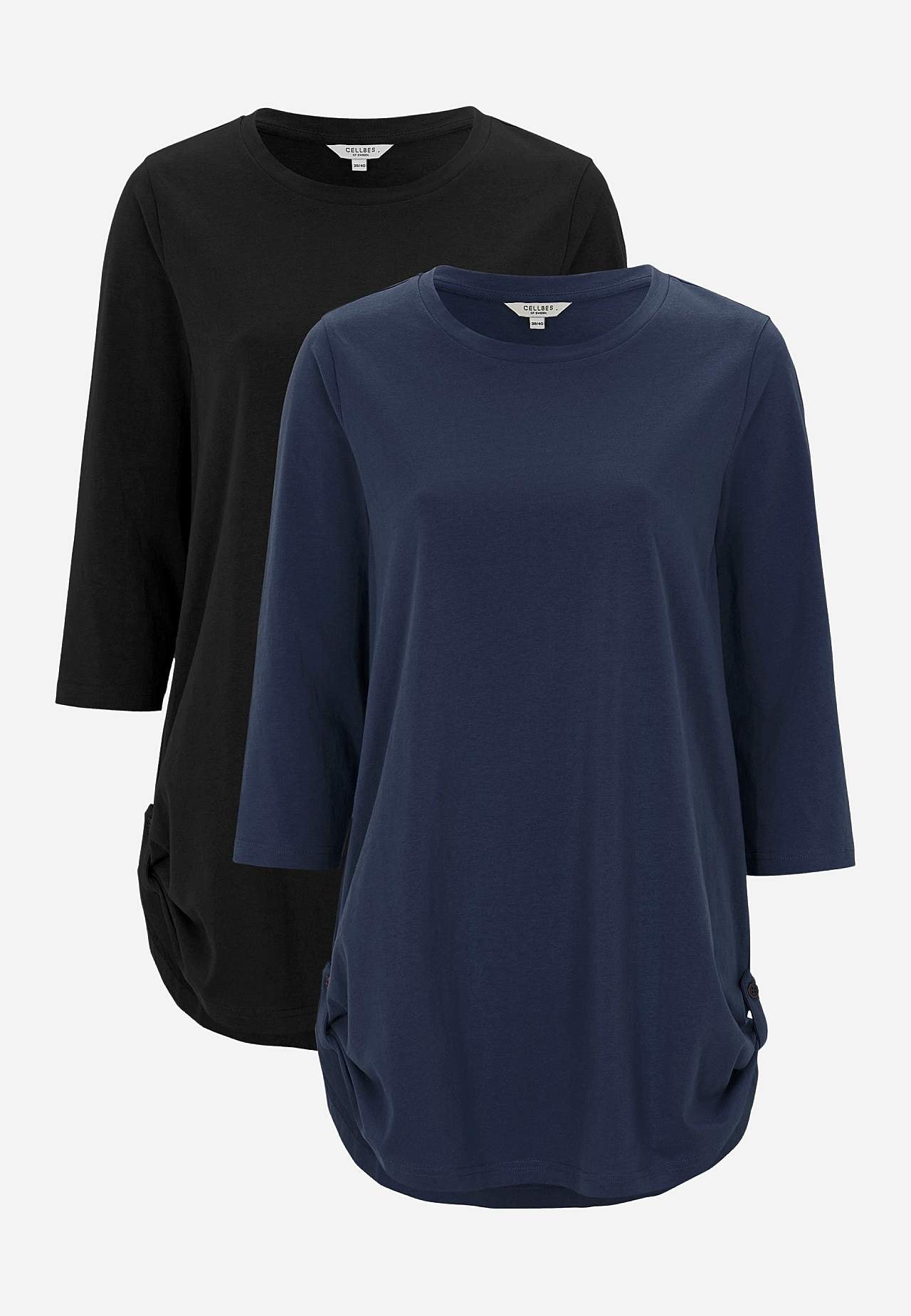 Jersey tuniek met 3/4 mouw Set van 2