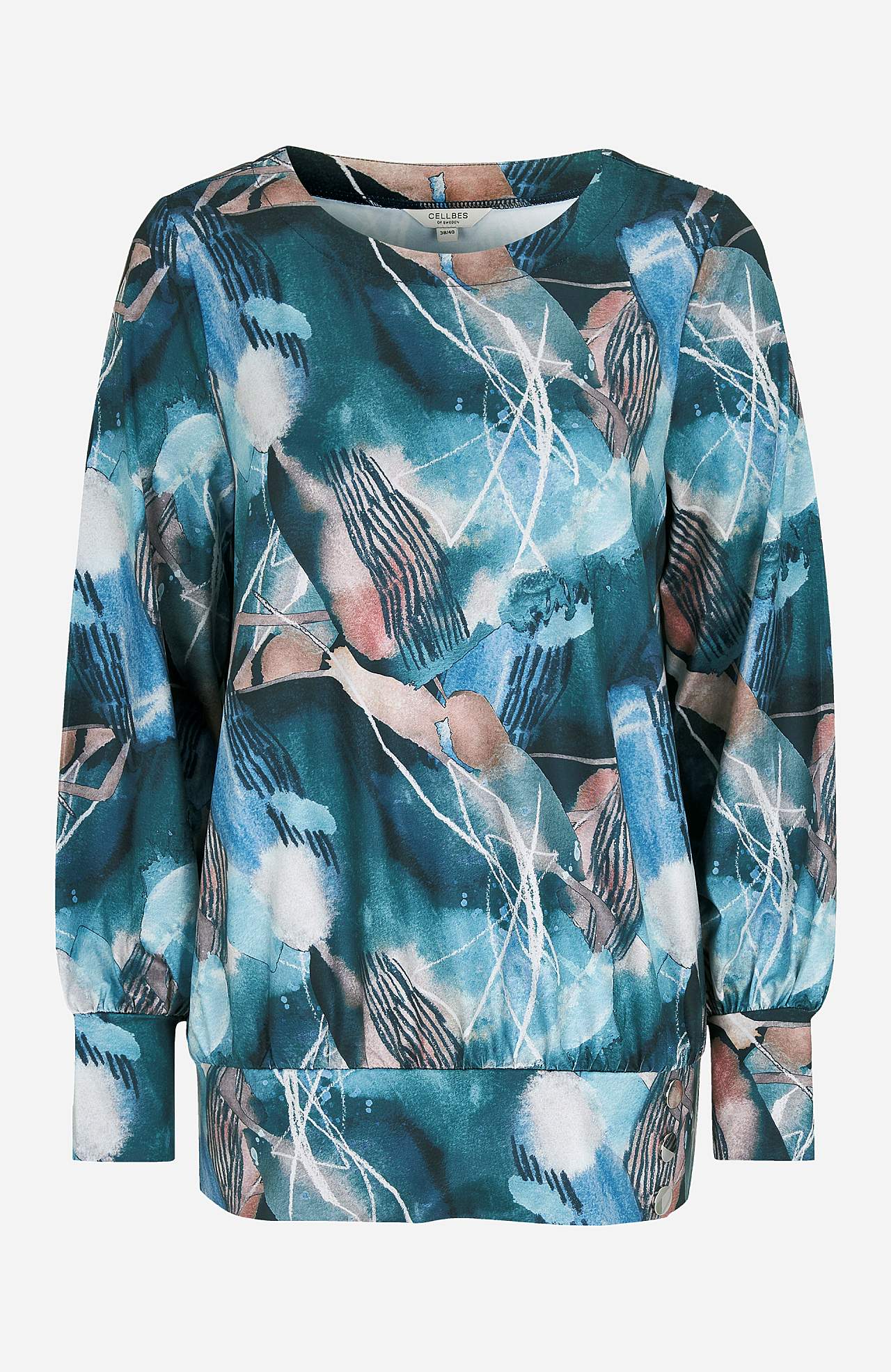 Met patroon jersey-topje met knoopdecoratie