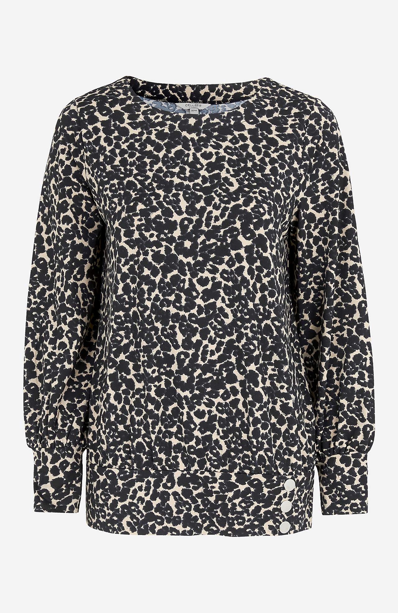 Met patroon jersey-topje met knoopdecoratie