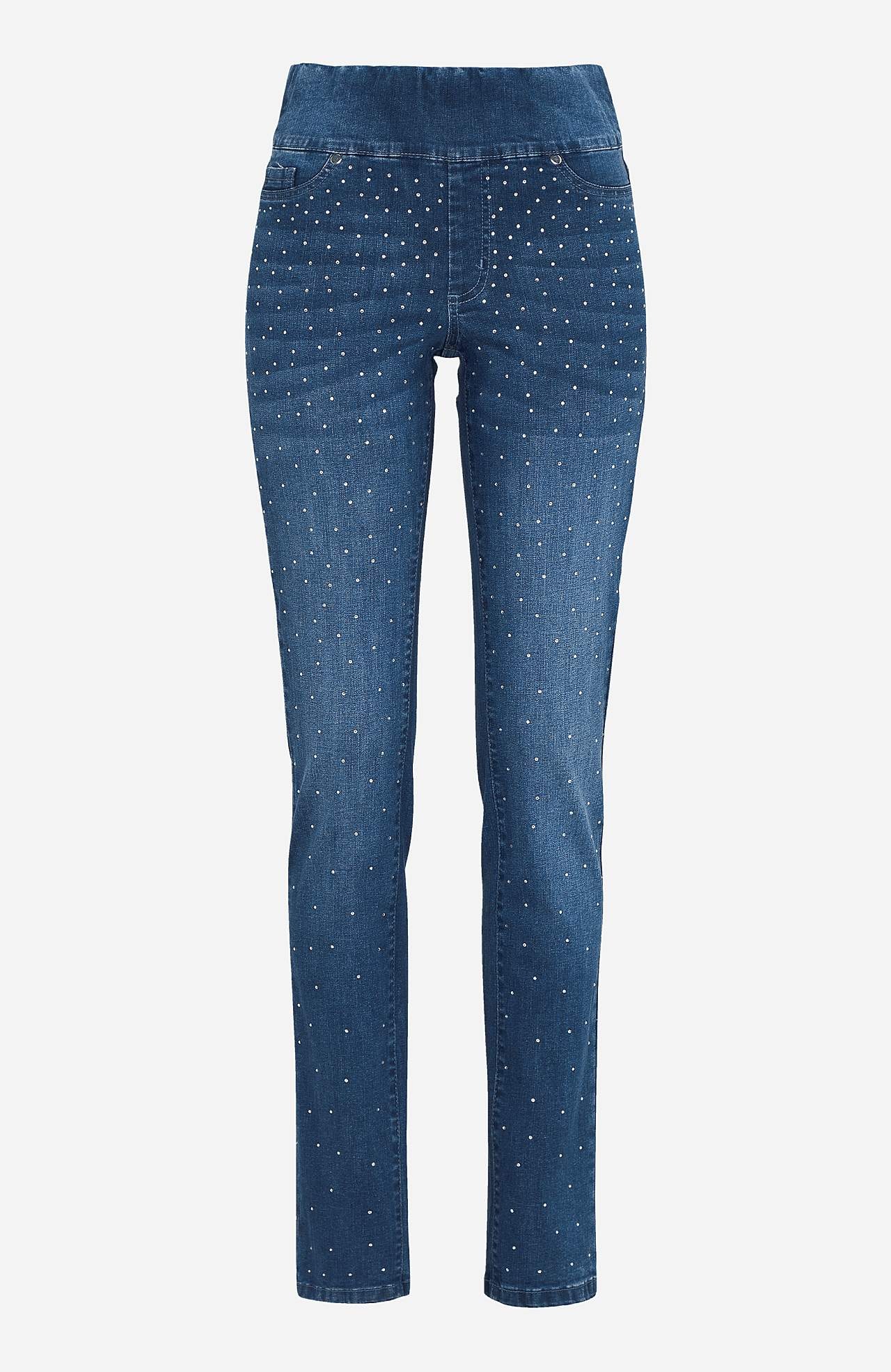 Elastische jegging met bergkristal details