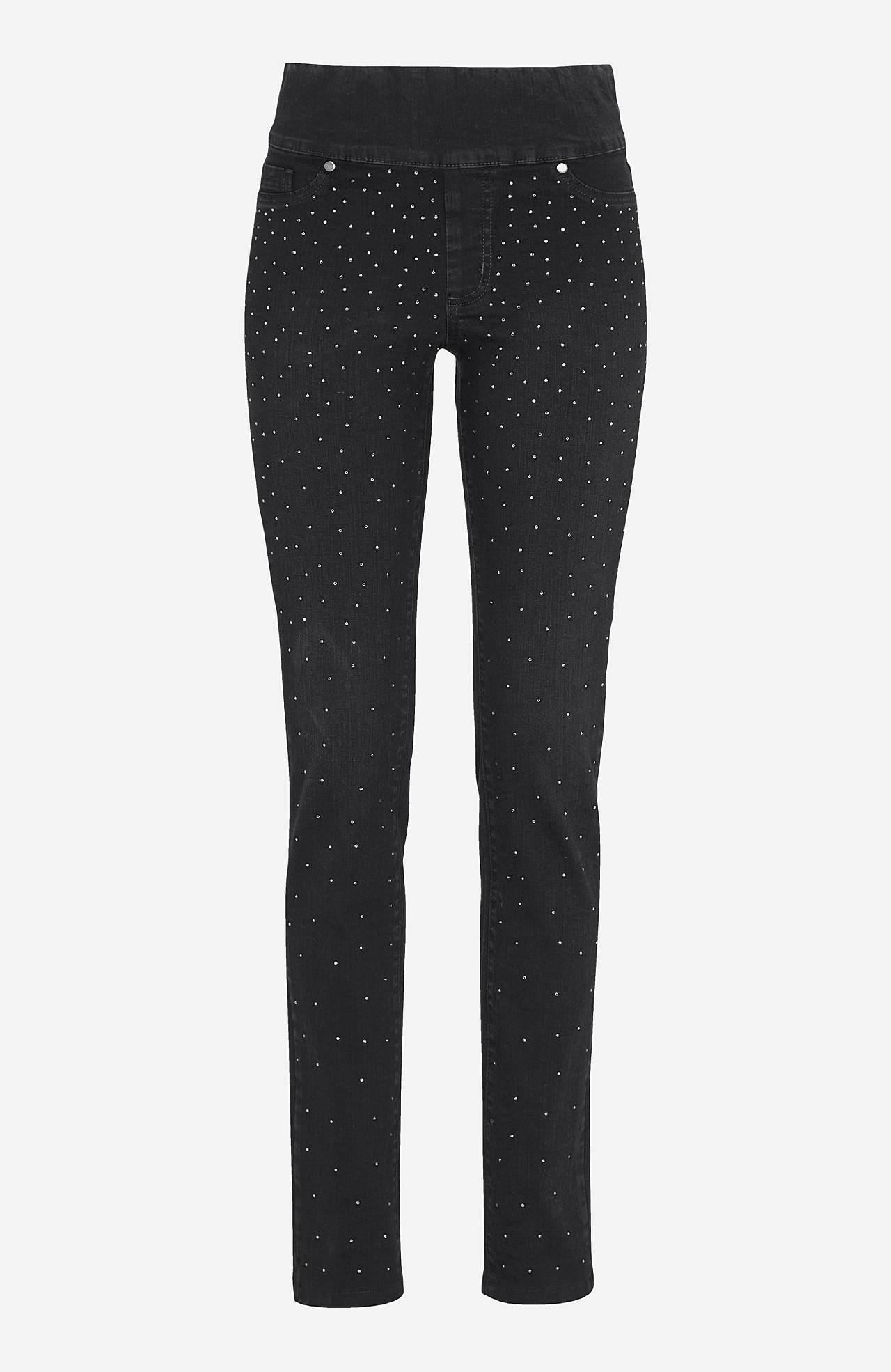 Elastische jegging met bergkristal details