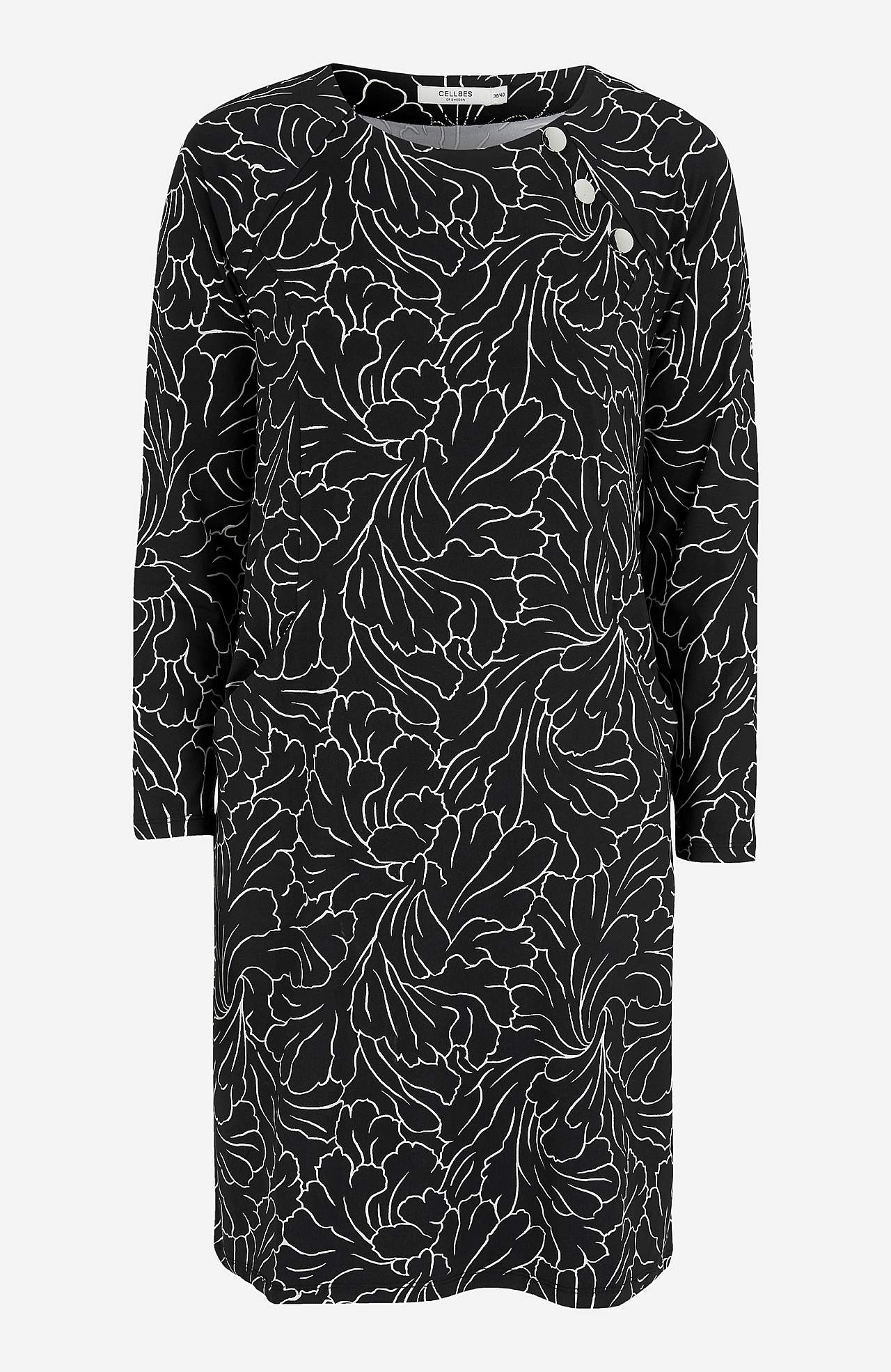 Patroonvormige jerseyjurk met zakken