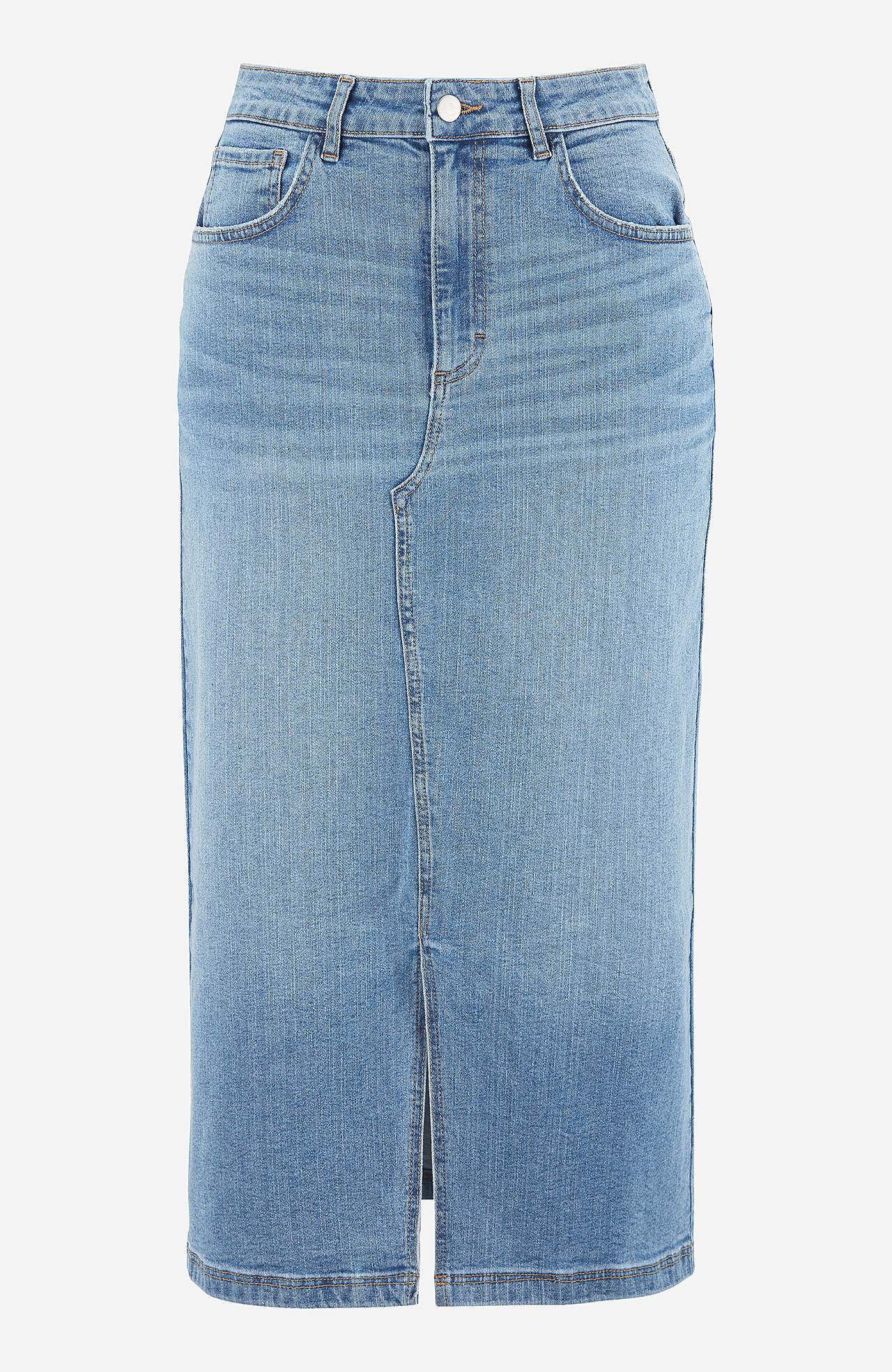 Denim rok met spleet aan de voorkant