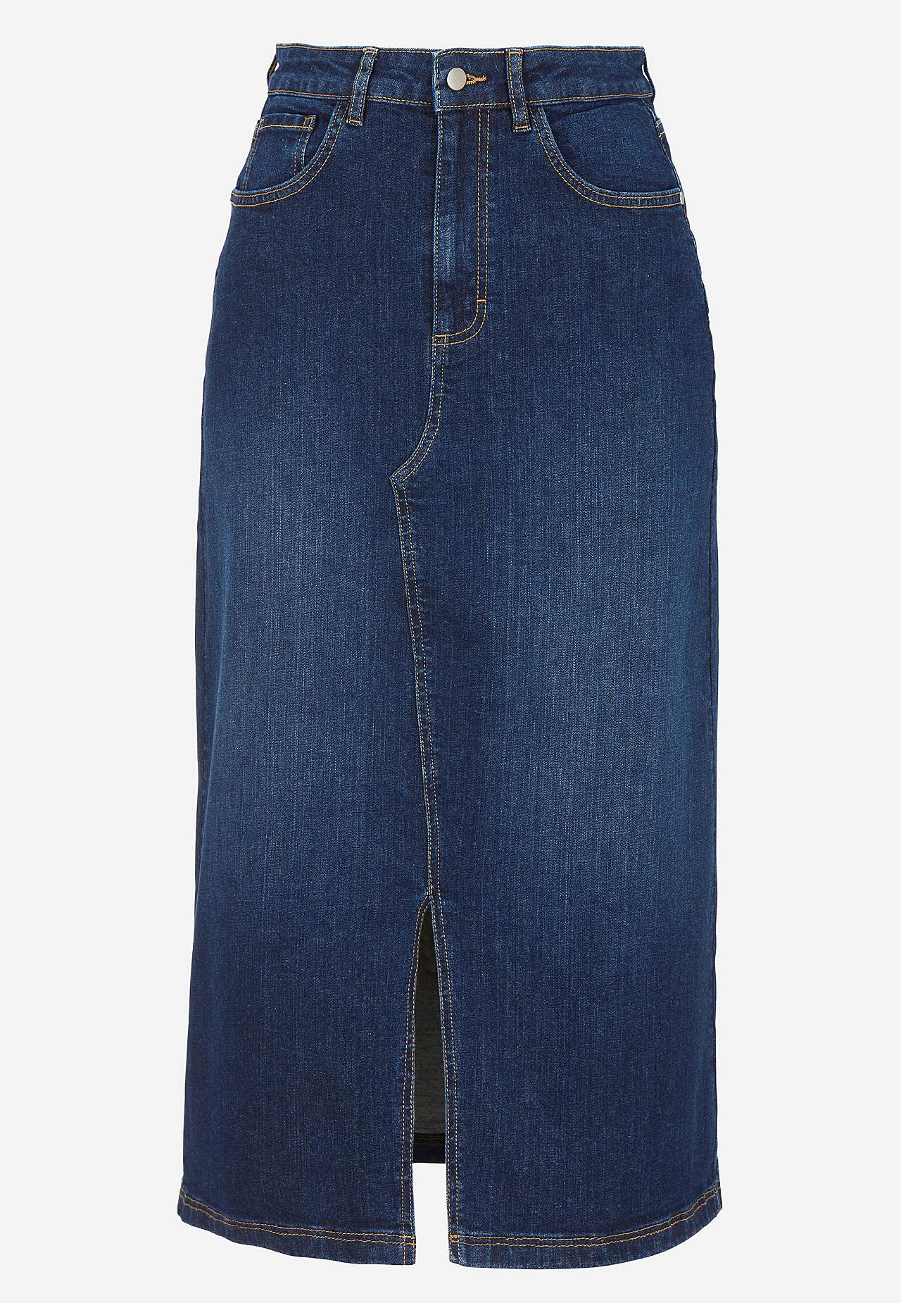 Denim rok met spleet aan de voorkant