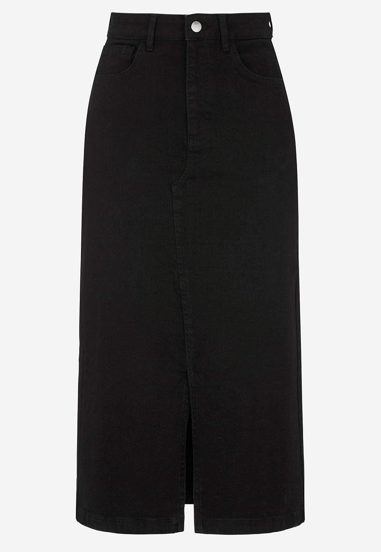 Denim rok met spleet aan de voorkant