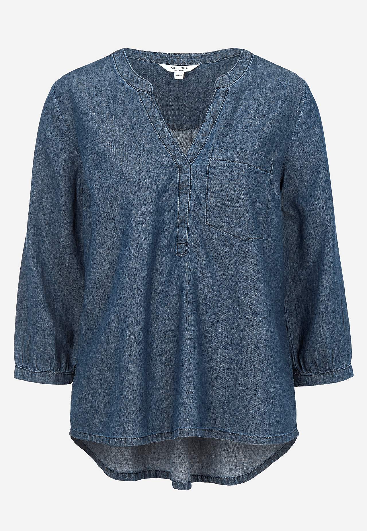 Denim blouse met borstzak