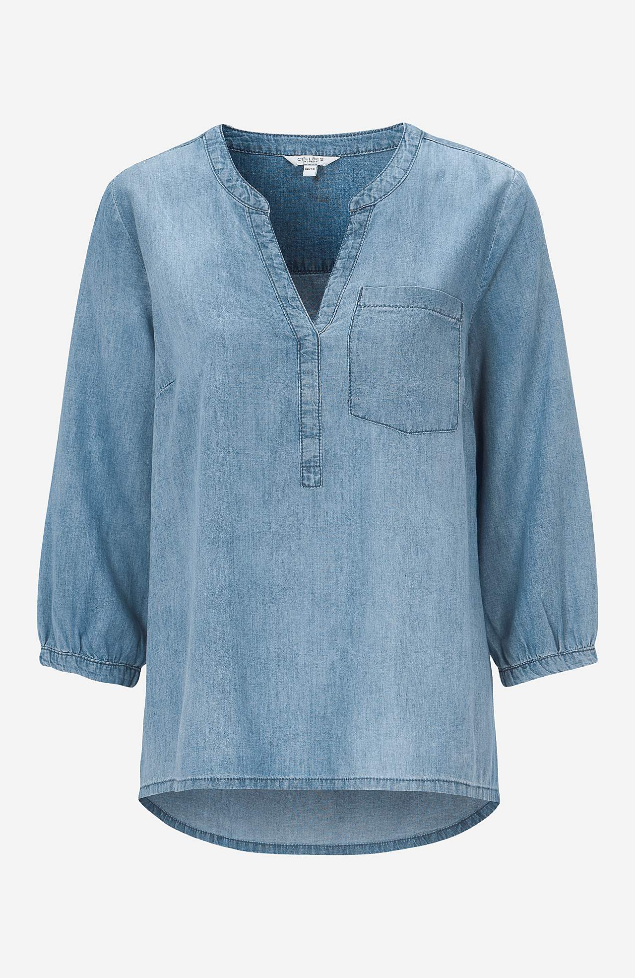Denim blouse met borstzak