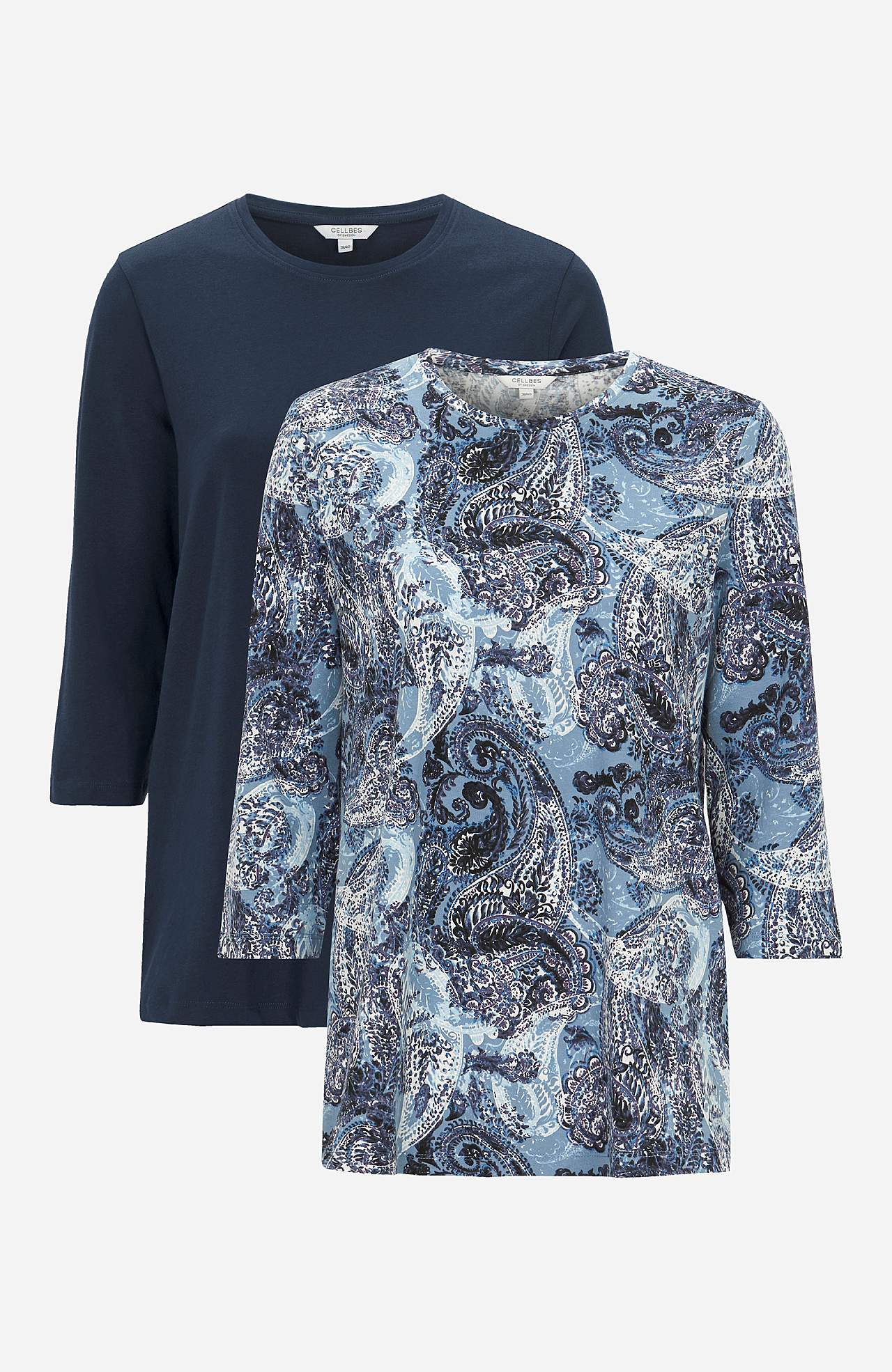 Jersey-topje met 3/4 mouwen Set van 2