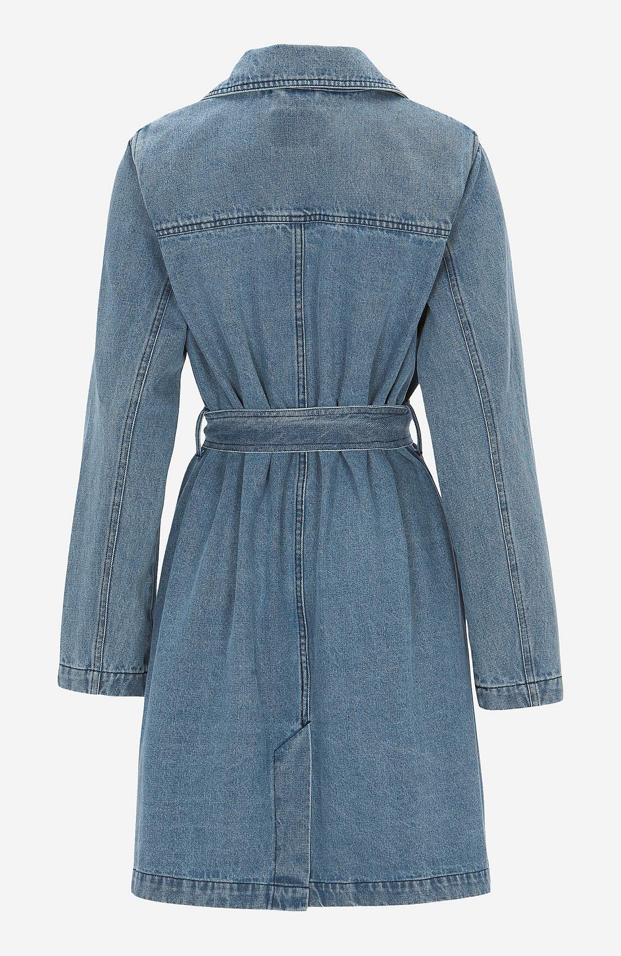 Jas van denim met riem stropdas