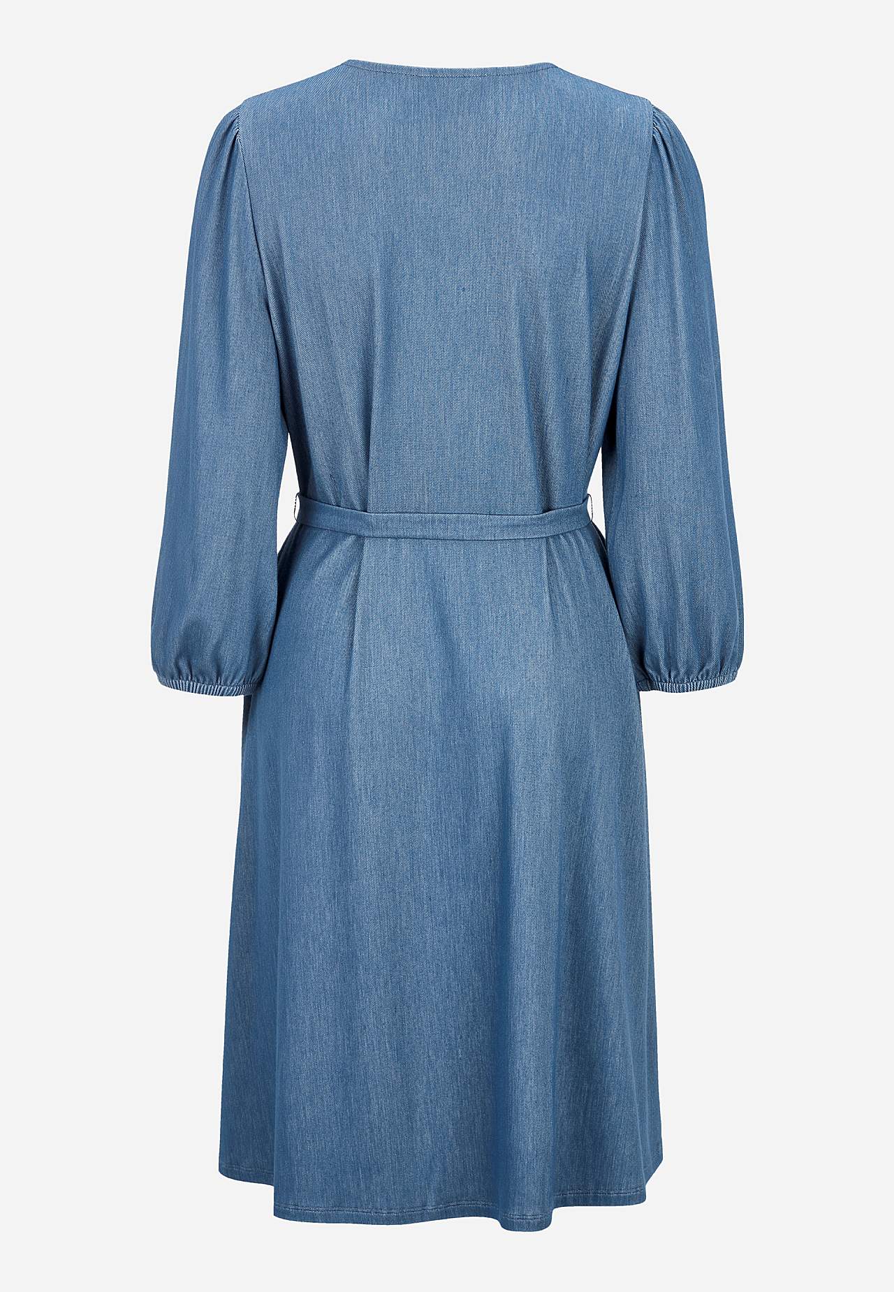 Jurk van denim-jersey met zelfbindende riem