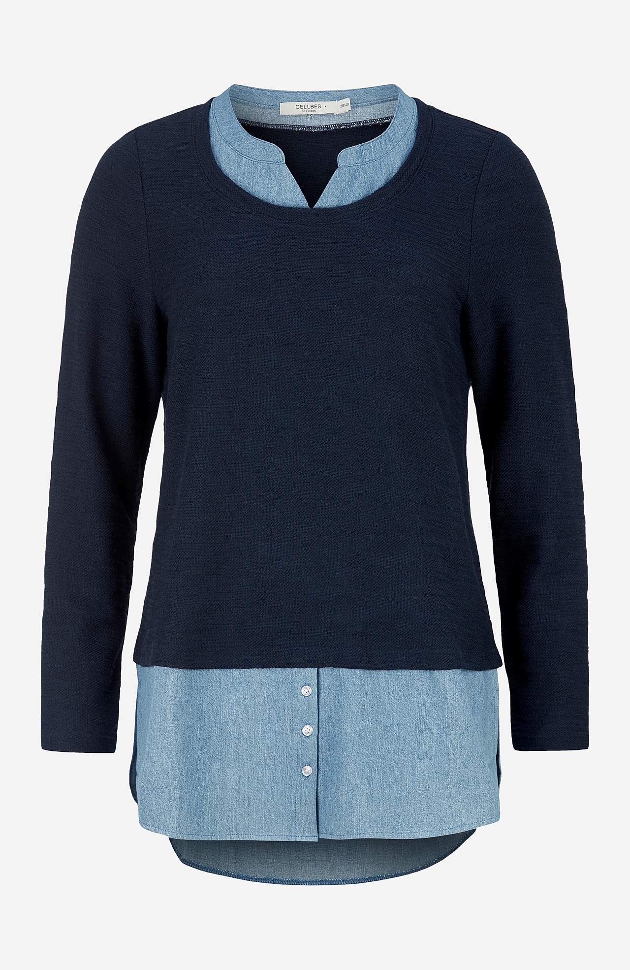Jersey tuniek met details van denim Denise