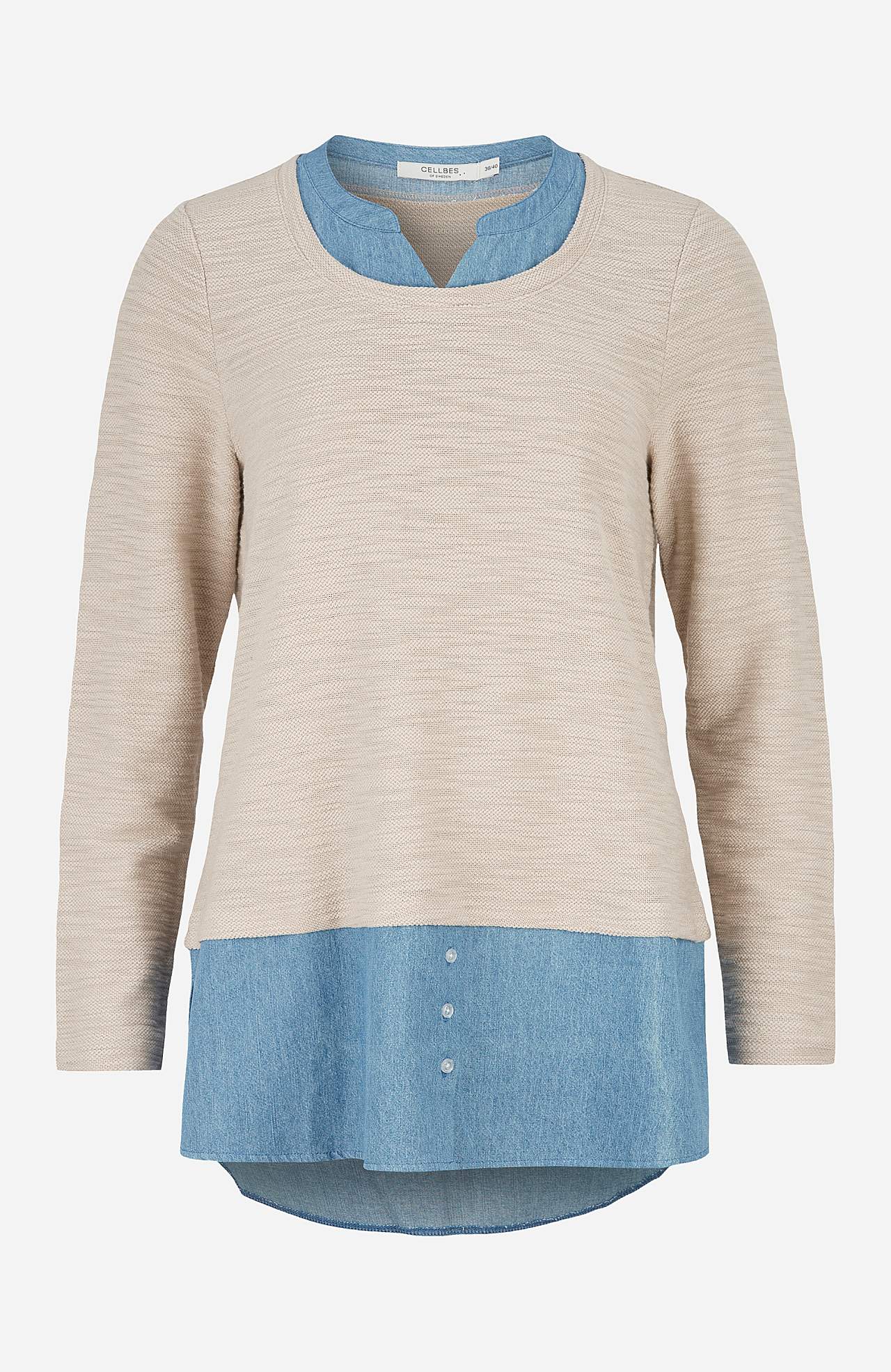 Jersey tuniek met details van denim Denise