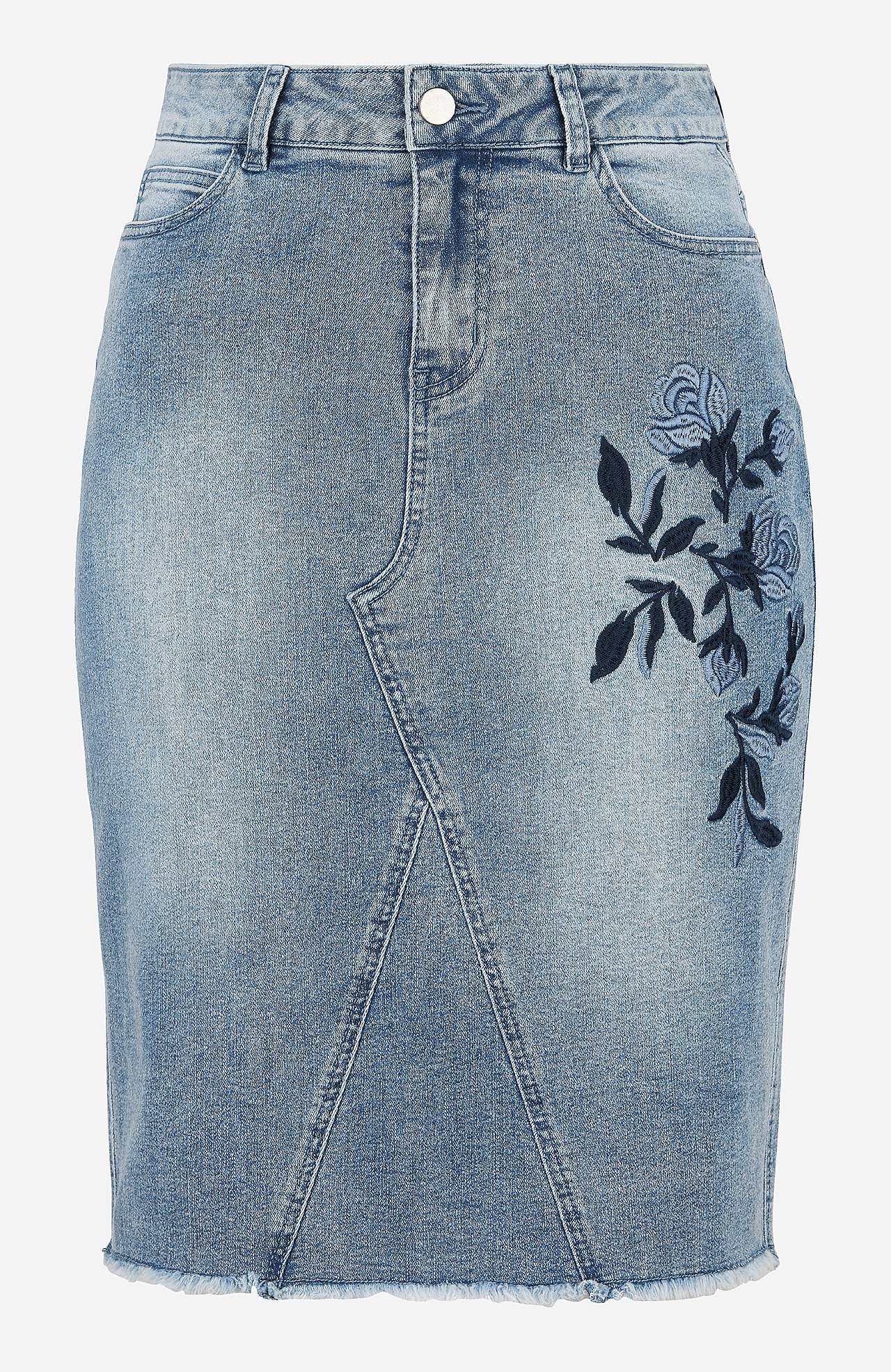 Denim rok met borduurwerken