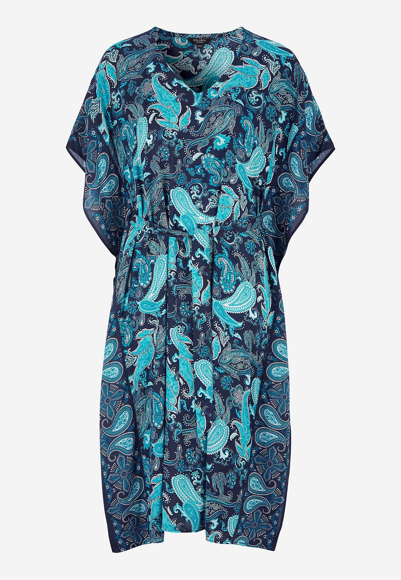 Strandkaftan met riem stropdas en een paisleypatroon