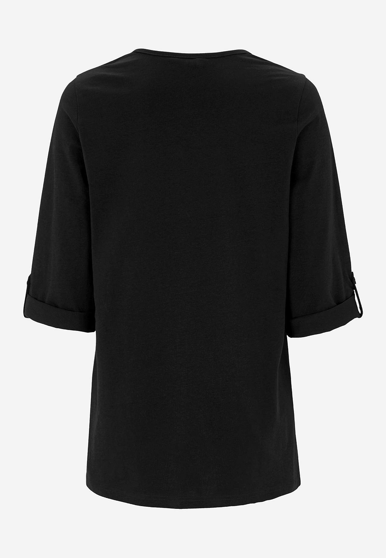 Jersey-topje met 3/4 lengte mouwen