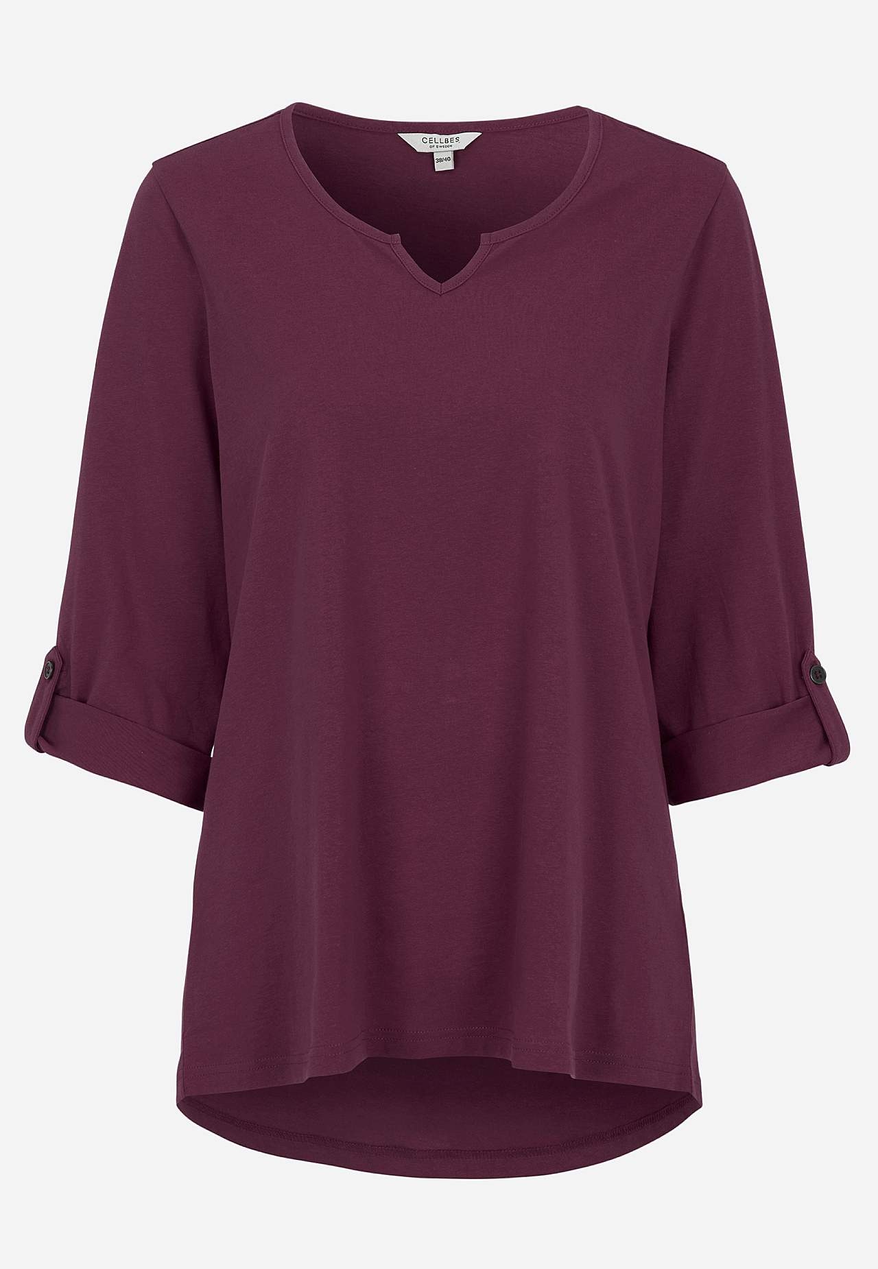 Jersey-topje met 3/4 lengte mouwen