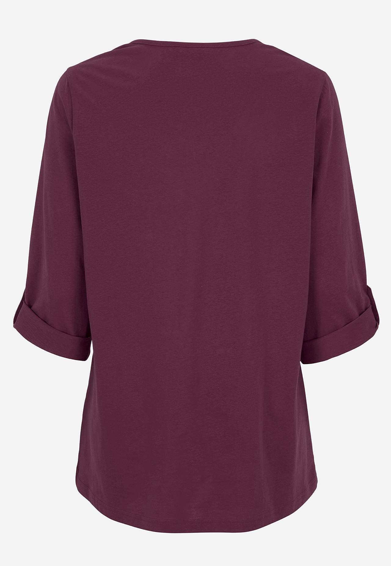 Jersey-topje met 3/4 lengte mouwen