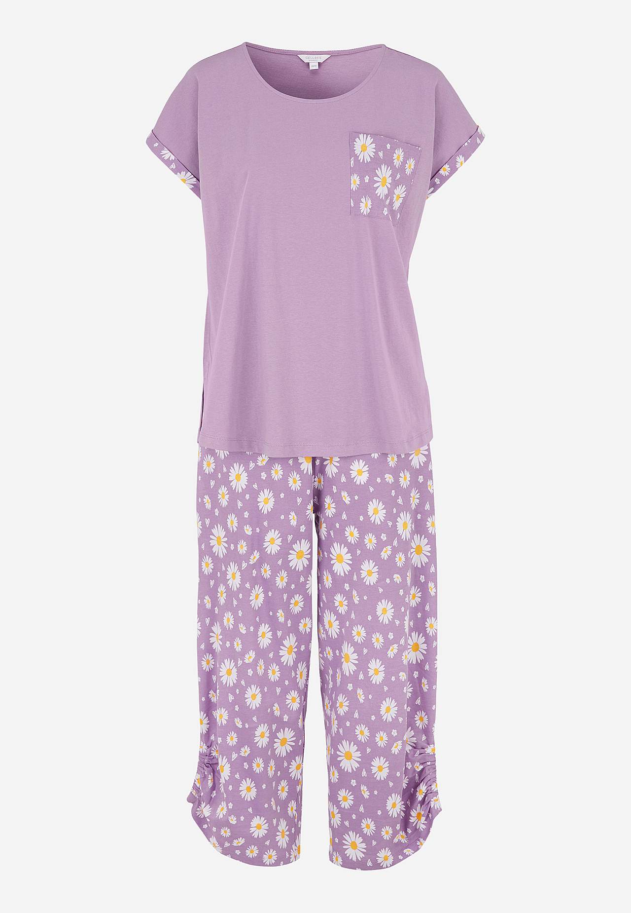 Tweedelige pyjama met eenkleurig bovenste gedeelte