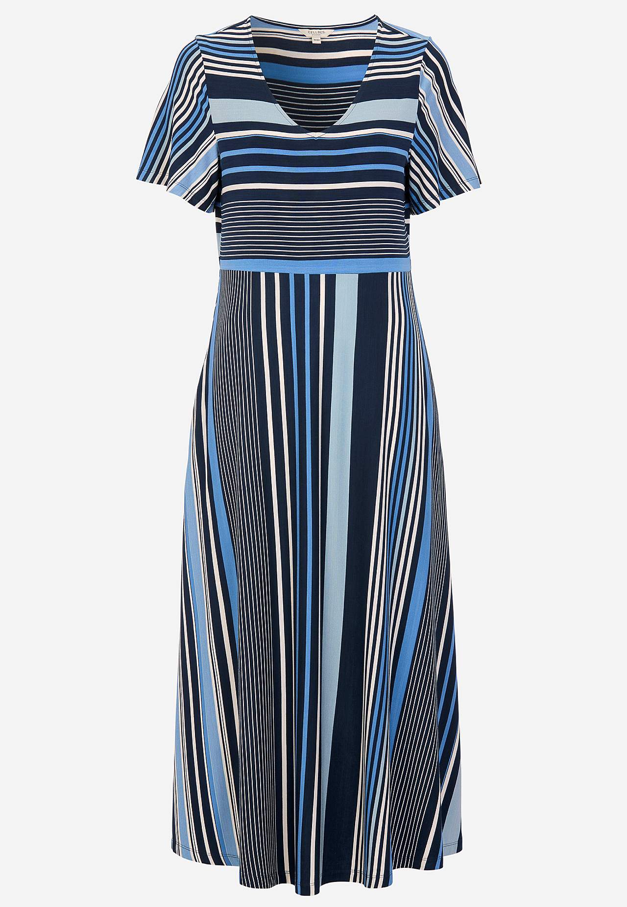 Gestreepte viscose jurk
