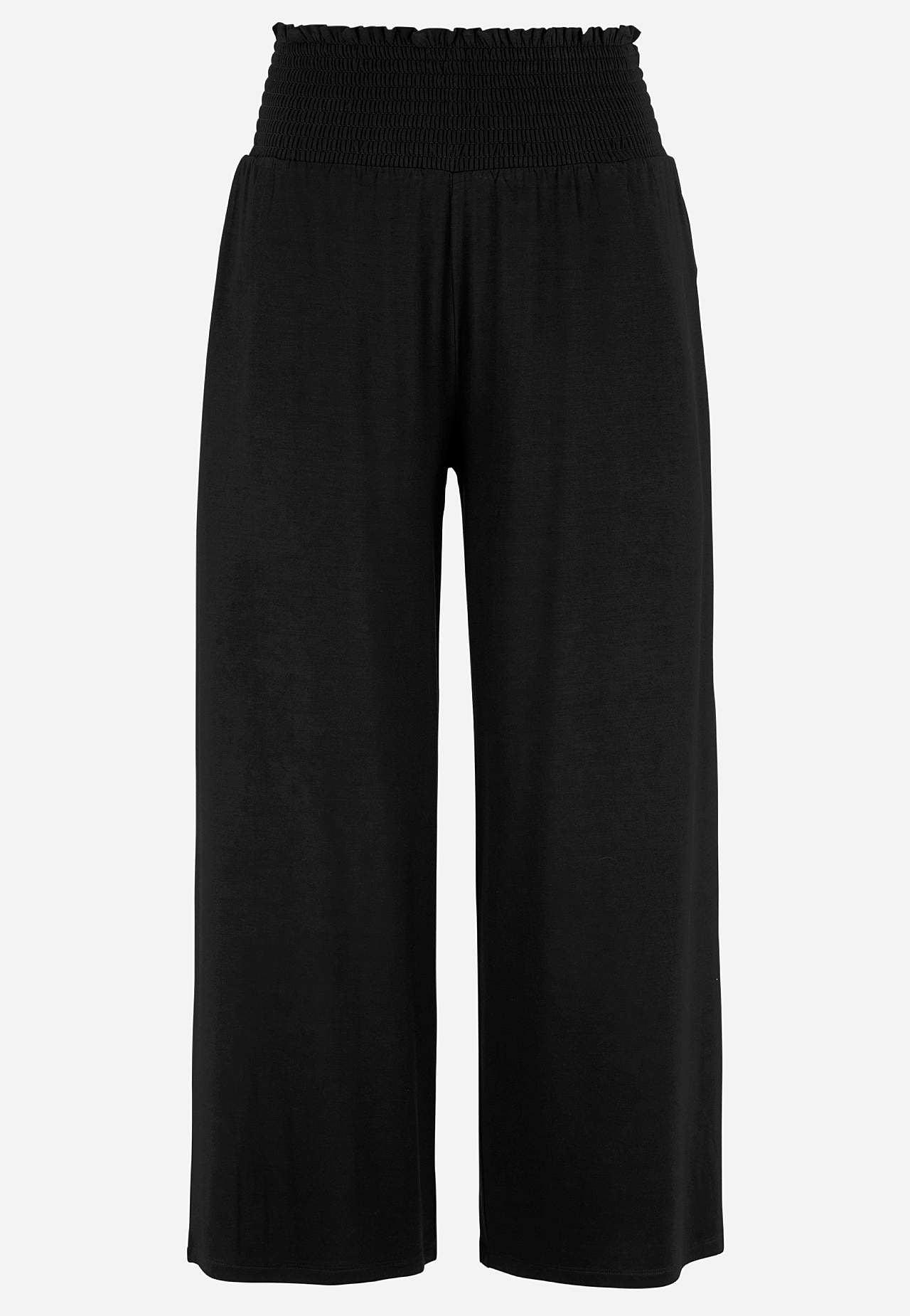Zachte jersey broek met gesmockte elastische taille Liv