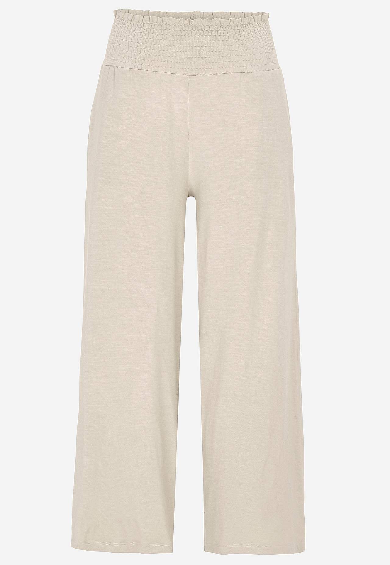 Zachte jersey broek met gesmockte elastische taille Liv