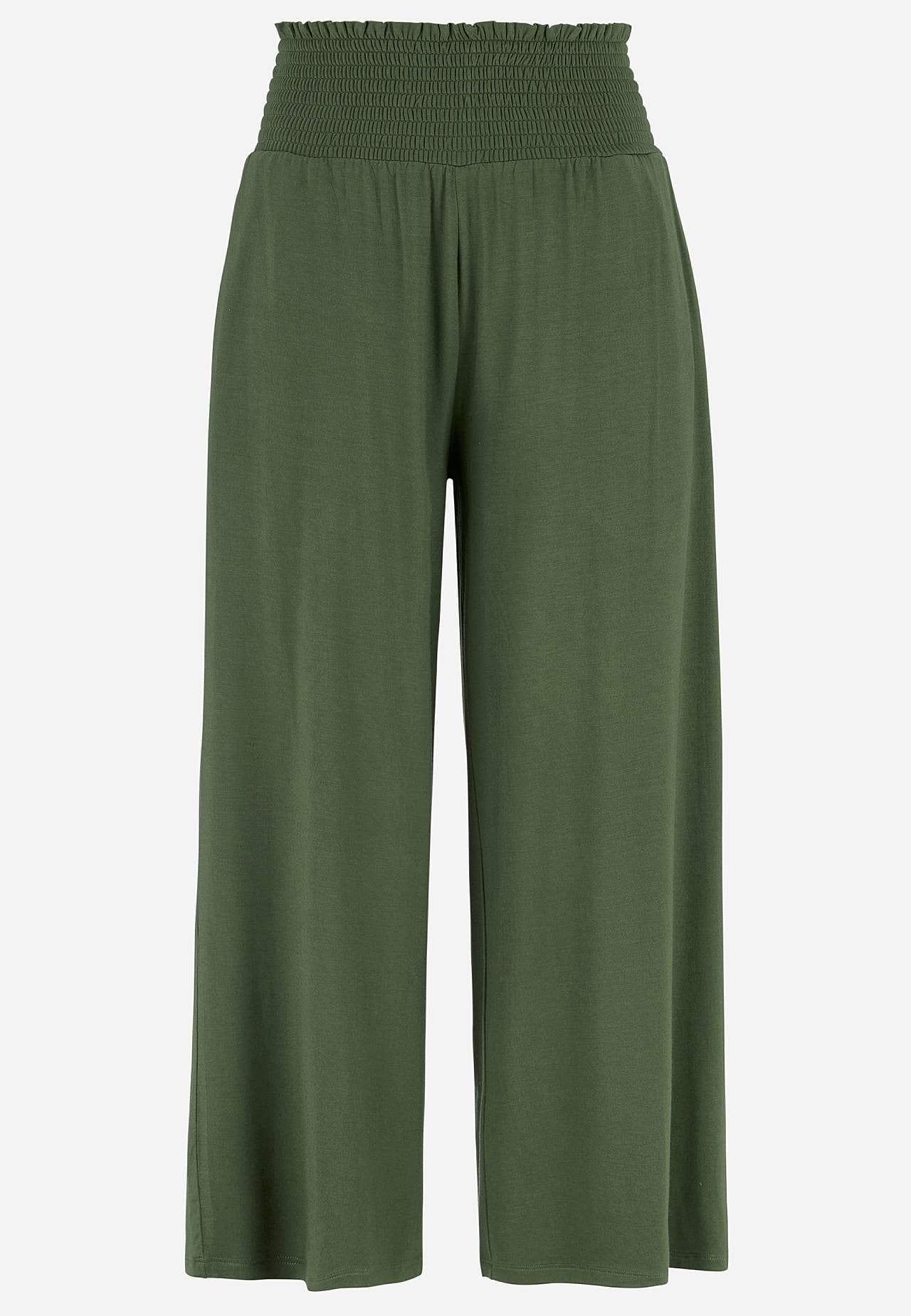 Zachte jersey broek met gesmockte elastische taille Liv