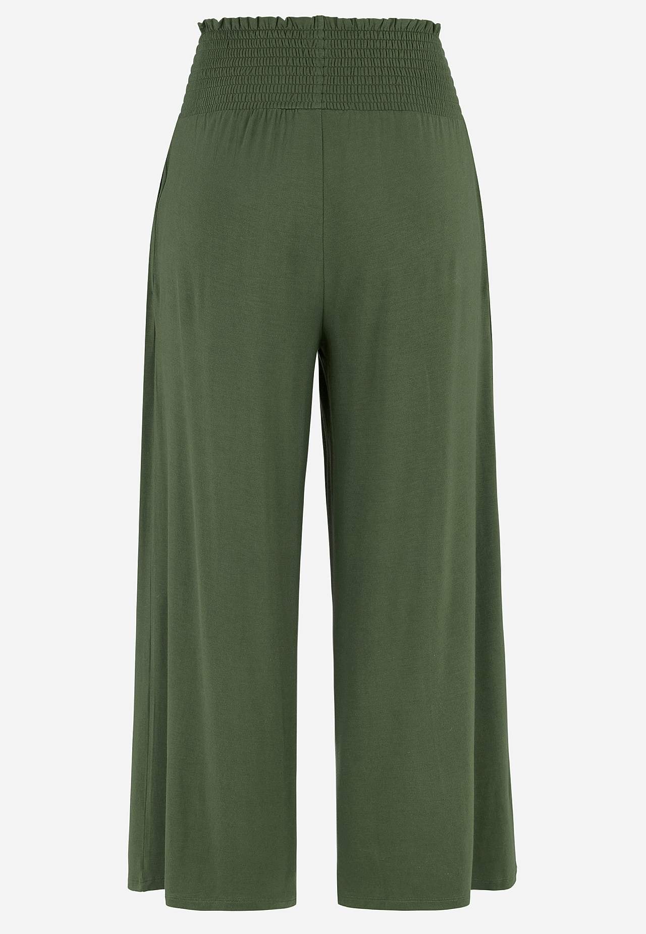 Zachte jersey broek met gesmockte elastische taille Liv