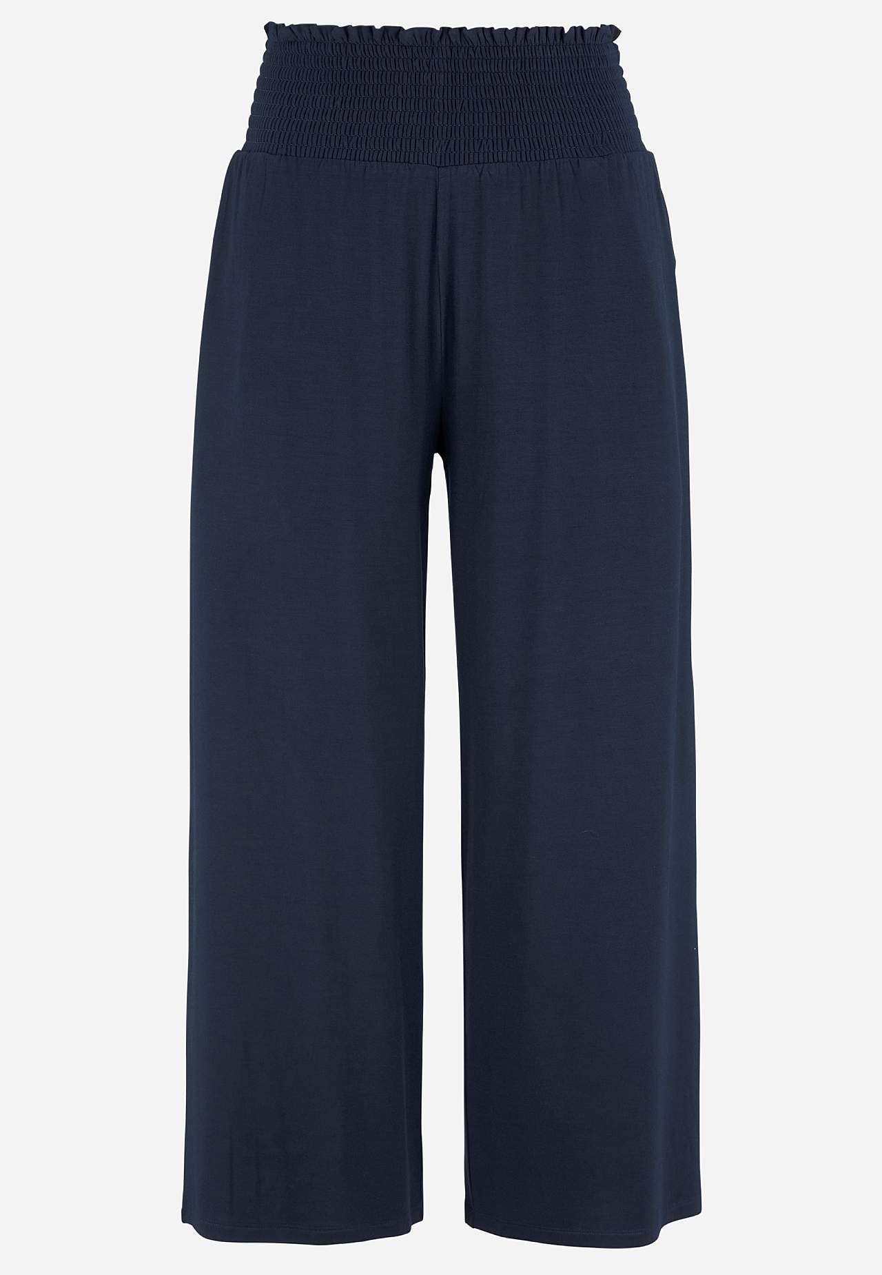 Zachte jersey broek met gesmockte elastische taille Liv