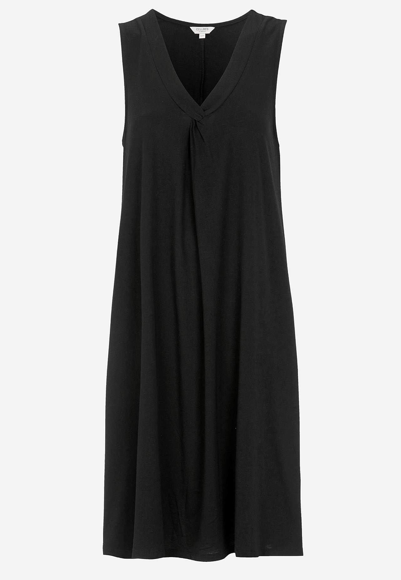 Mouwloze jerseyjurk met een v-hals