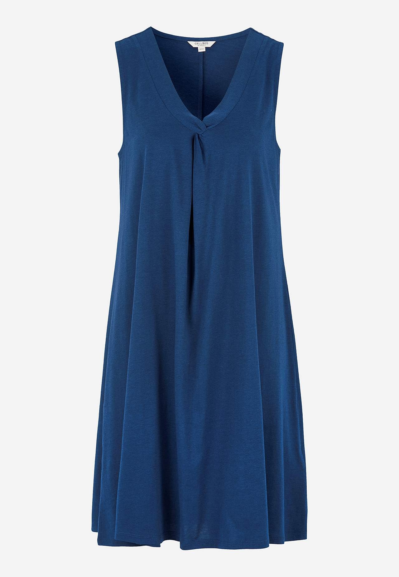 Mouwloze jerseyjurk met een v-hals