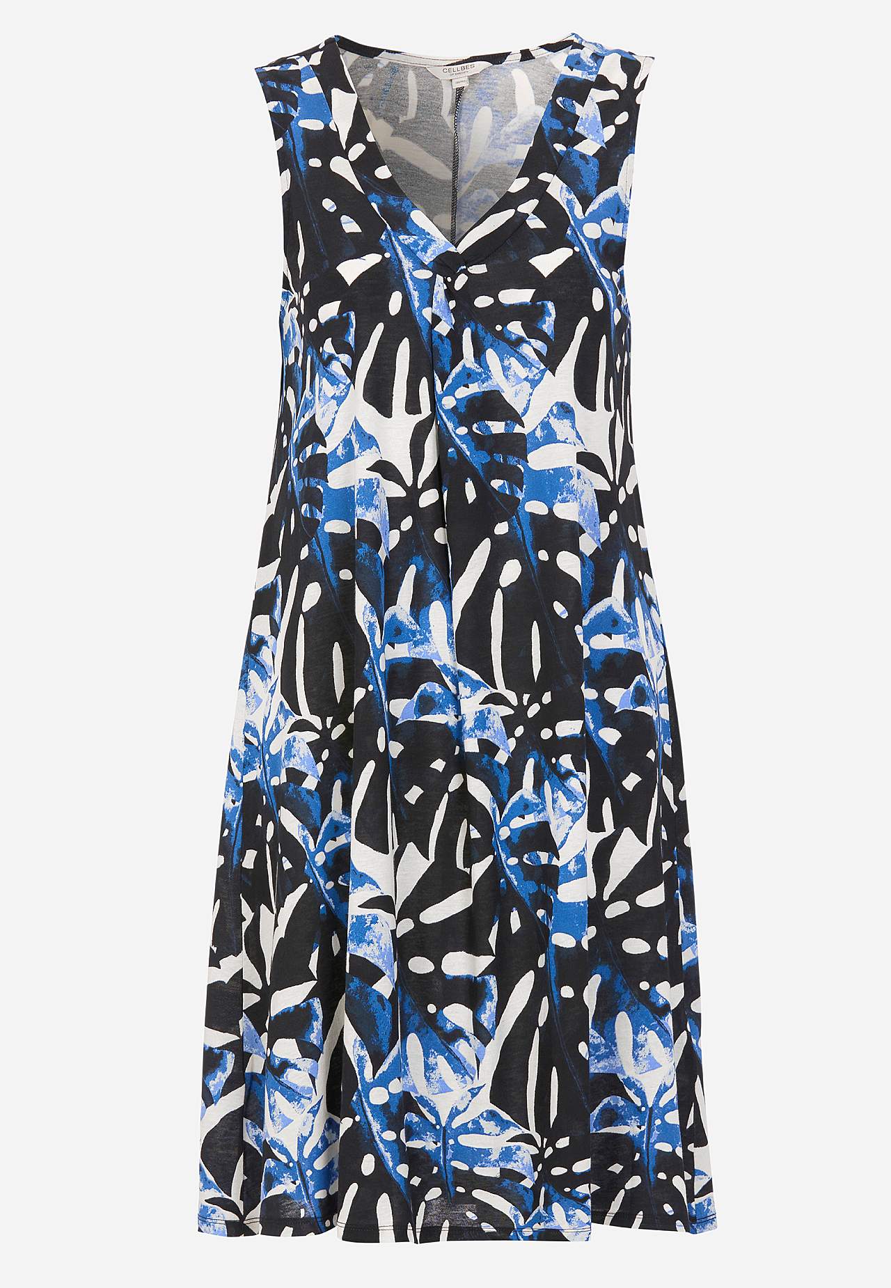 Mouwloze jerseyjurk met een v-hals