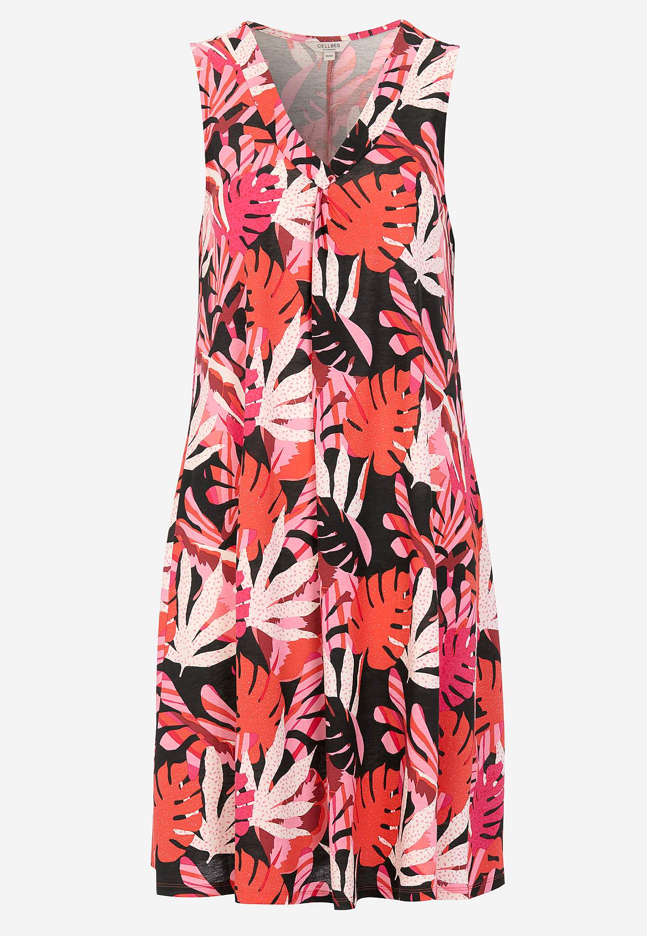 Mouwloze jerseyjurk met een v-hals