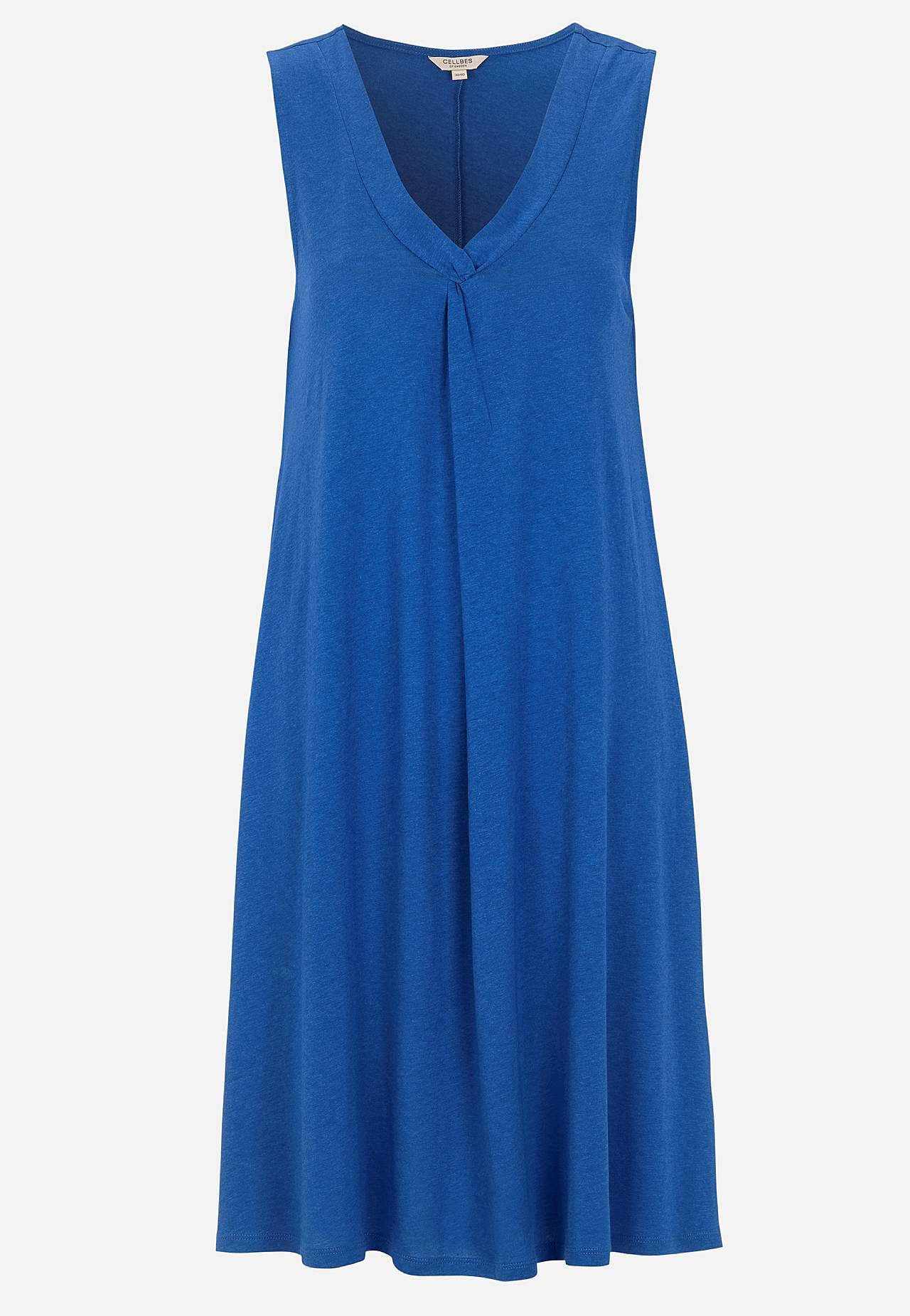 Mouwloze jerseyjurk met een v-hals