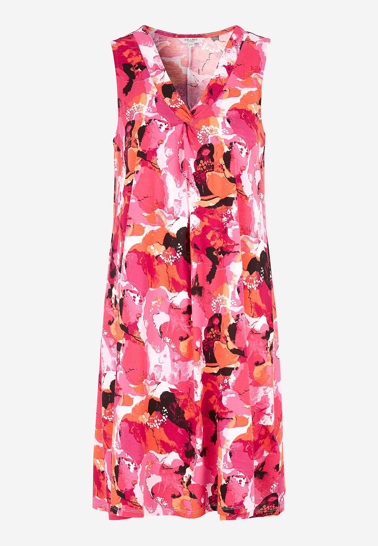Mouwloze jerseyjurk met een v-hals