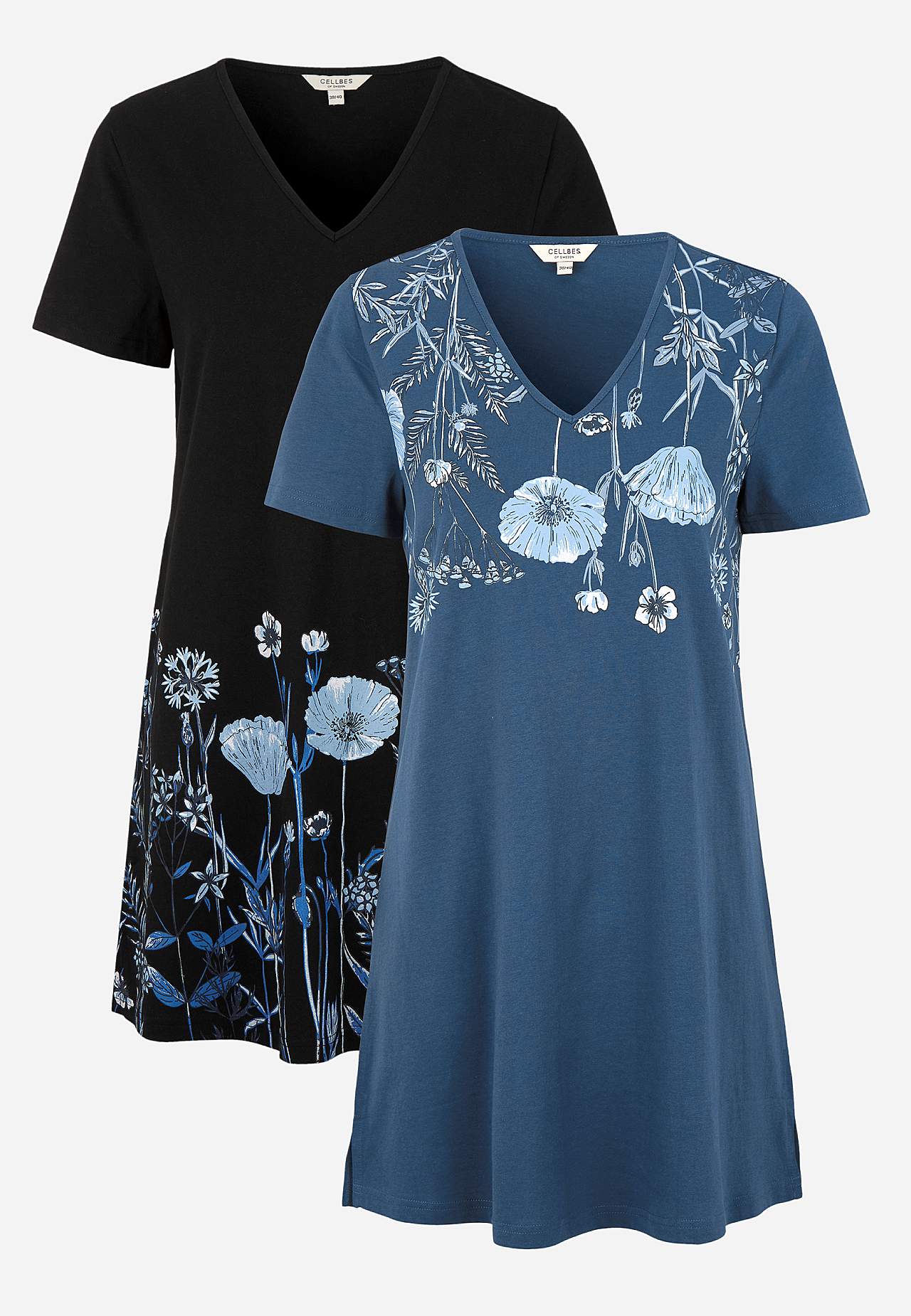 Patroonvormige jersey tunieken Barbro Set van 2