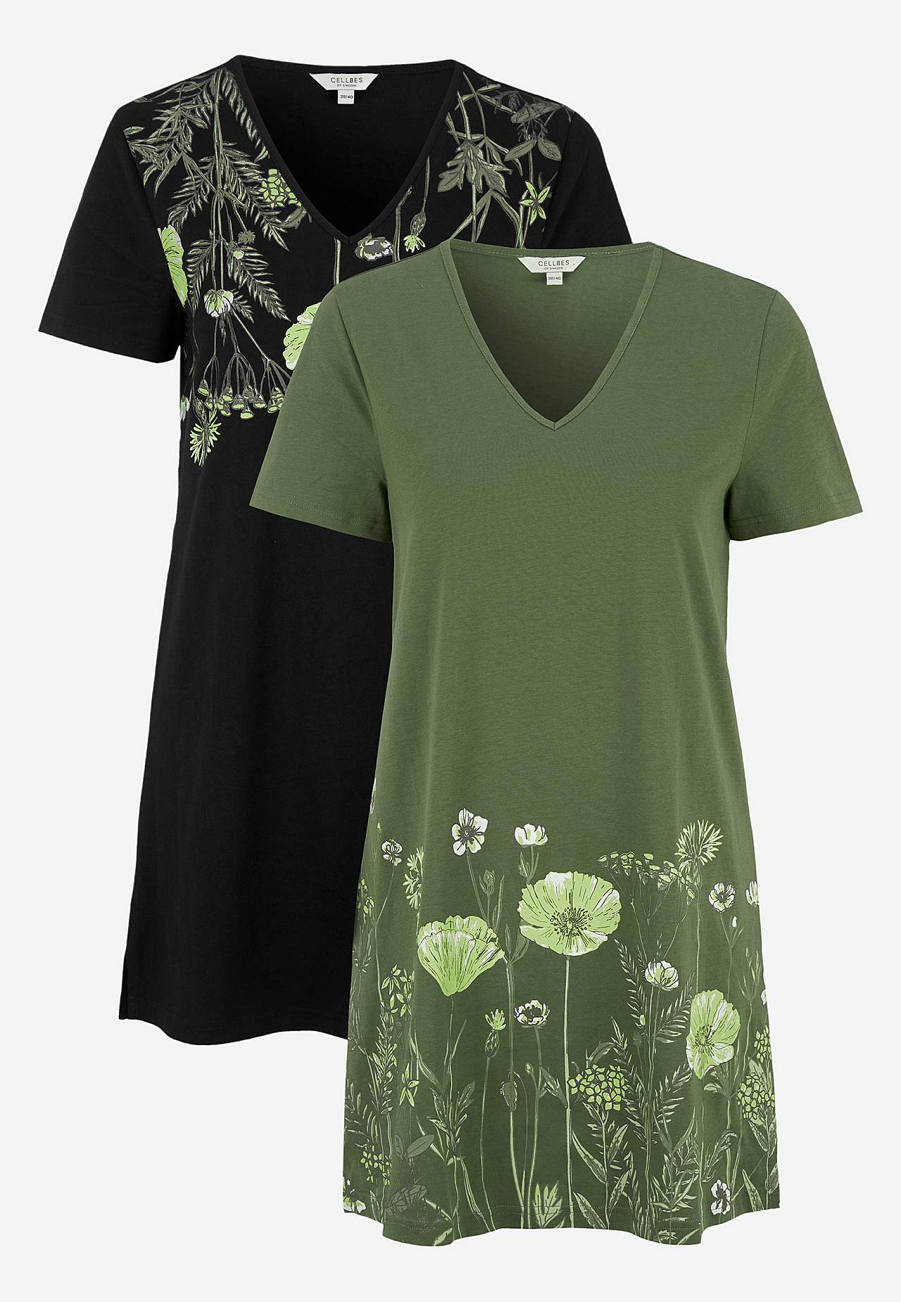 Patroonvormige jersey tunieken Barbro Set van 2