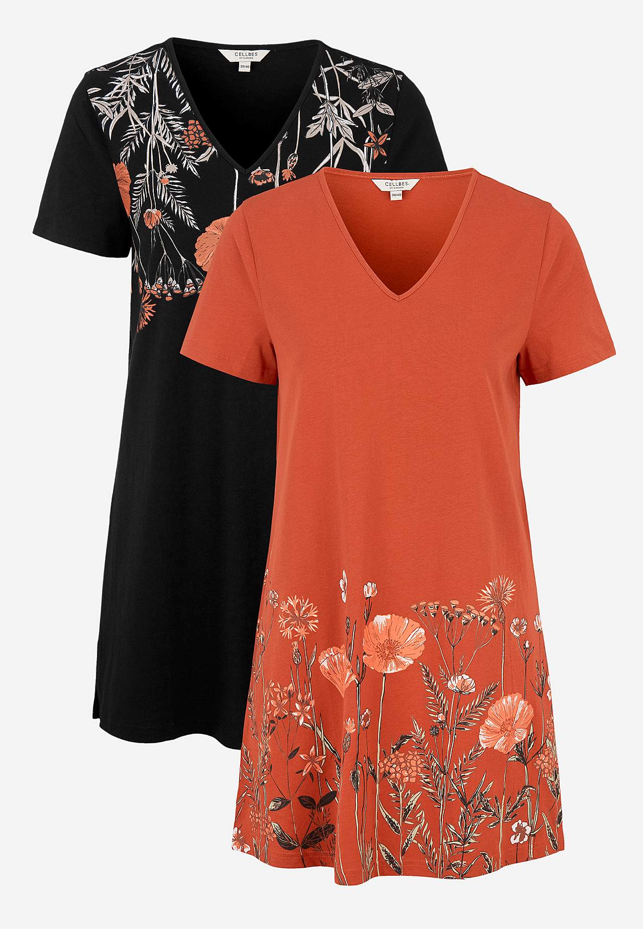 Patroonvormige jersey tunieken Barbro Set van 2