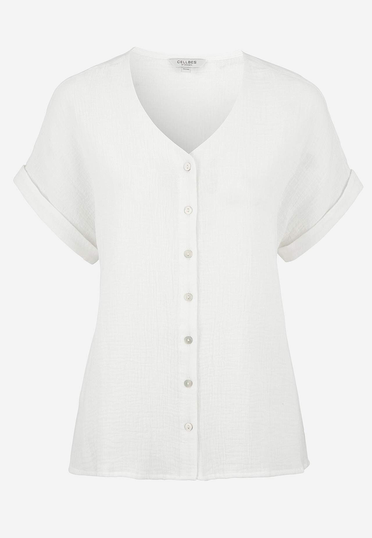 Katoenen blouse met korte mouwen